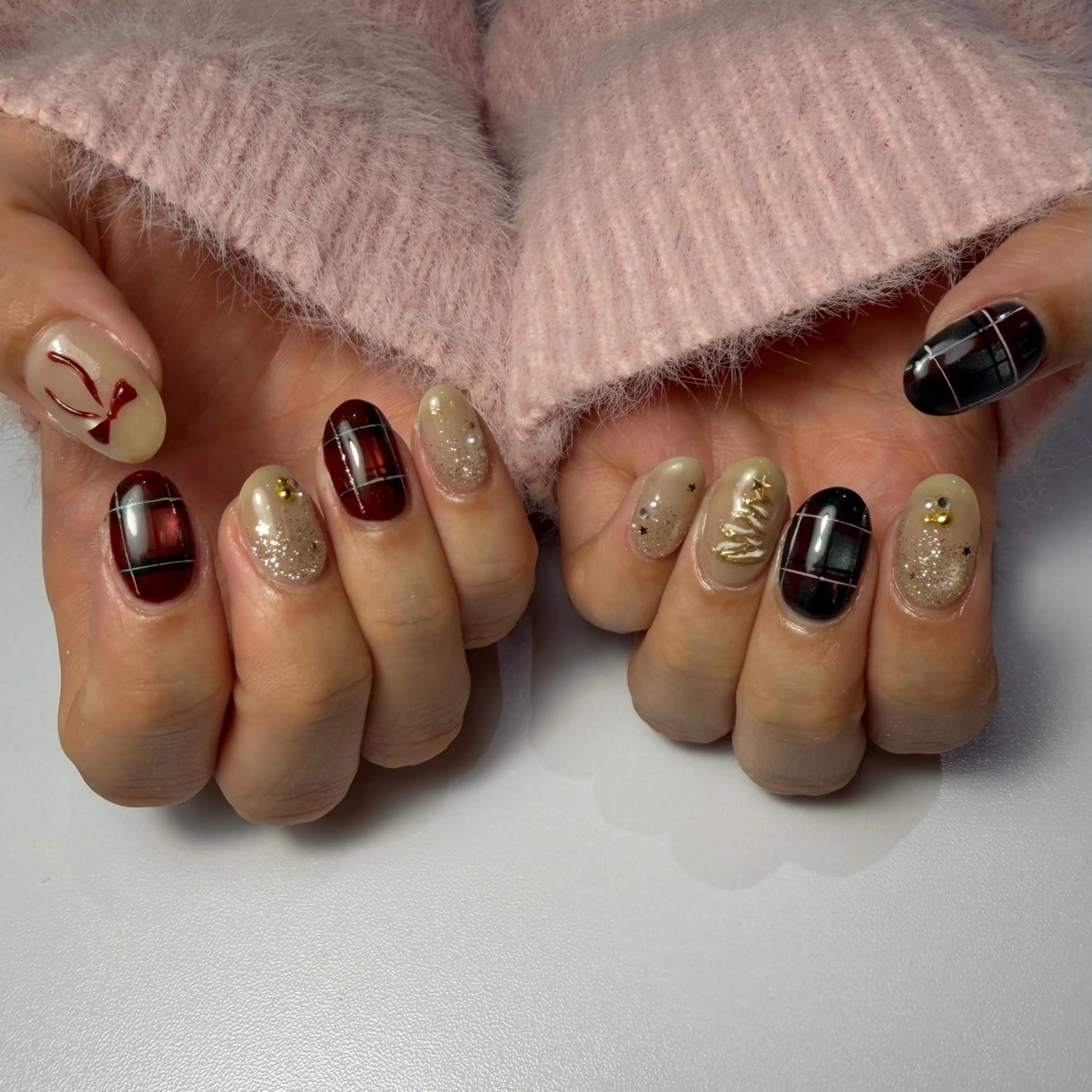 ネイル アートネイル ボルドー ジェルネイル グリーン 持ち込み Nail mood /アートし放題のネイルデザイン