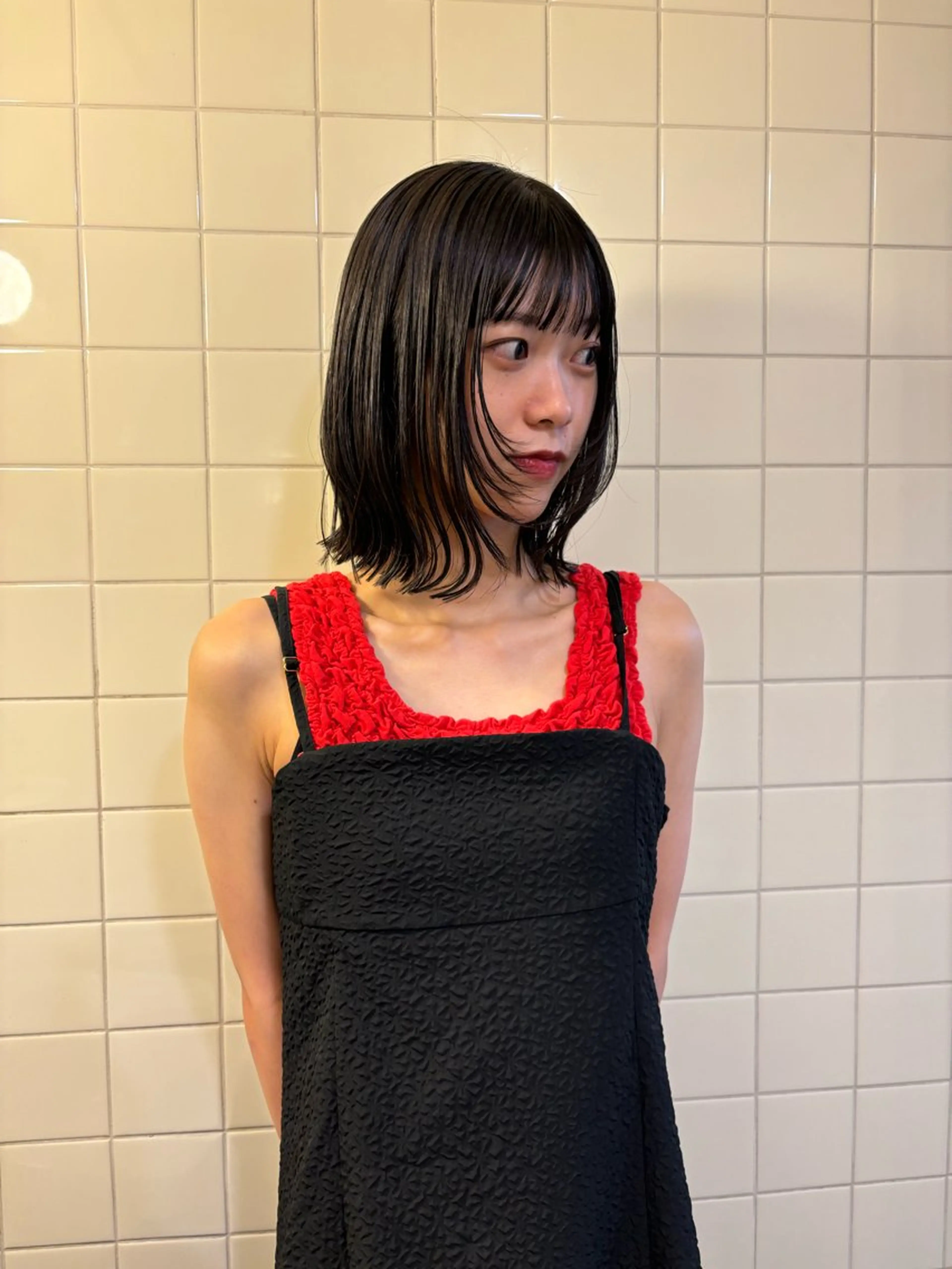 ミディアム カラー カット トリートメント 韓国ボブ＆顔まわり レイヤー♡TOMOEのヘアスタイル
