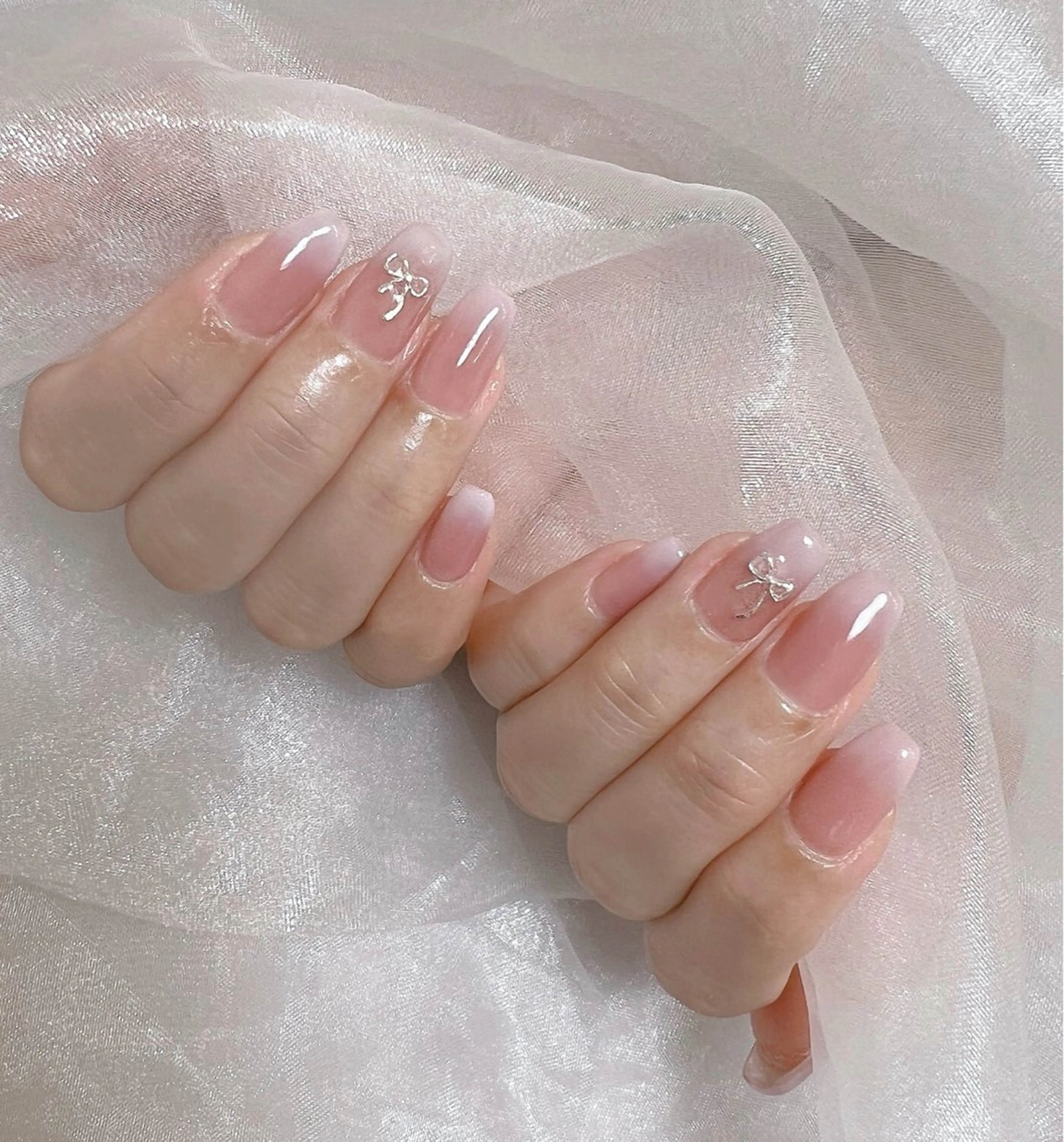 ネイル フットネイル ジェルネイル 韓国ネイル リボン 春ネイル ハンドネイル nail salon Lauleaのネイルデザイン