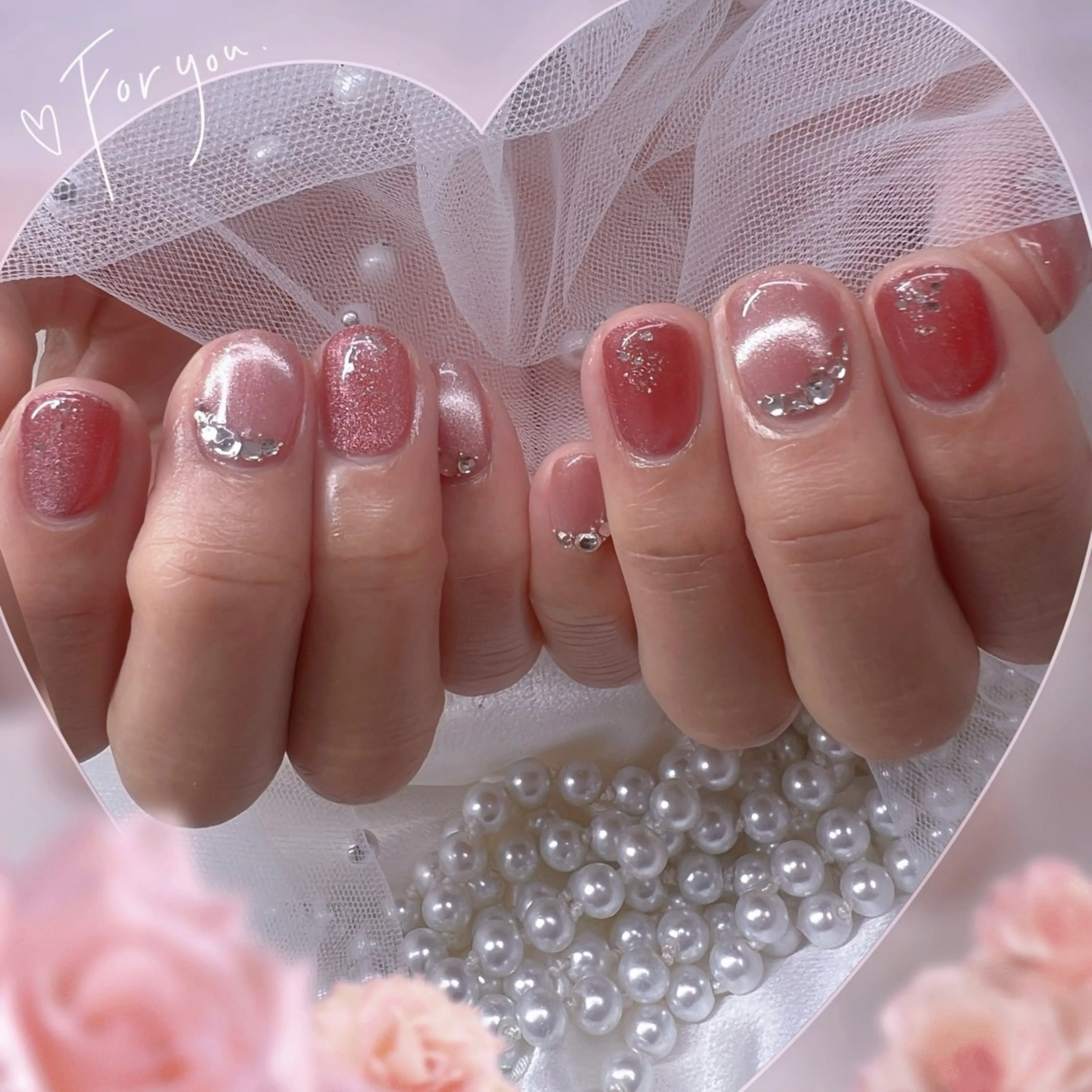 ネイル チークネイル フレンチネイル ガーリー グラデーション マグネットネイル ハンドネイル Chill Nailsalonのネイルデザイン