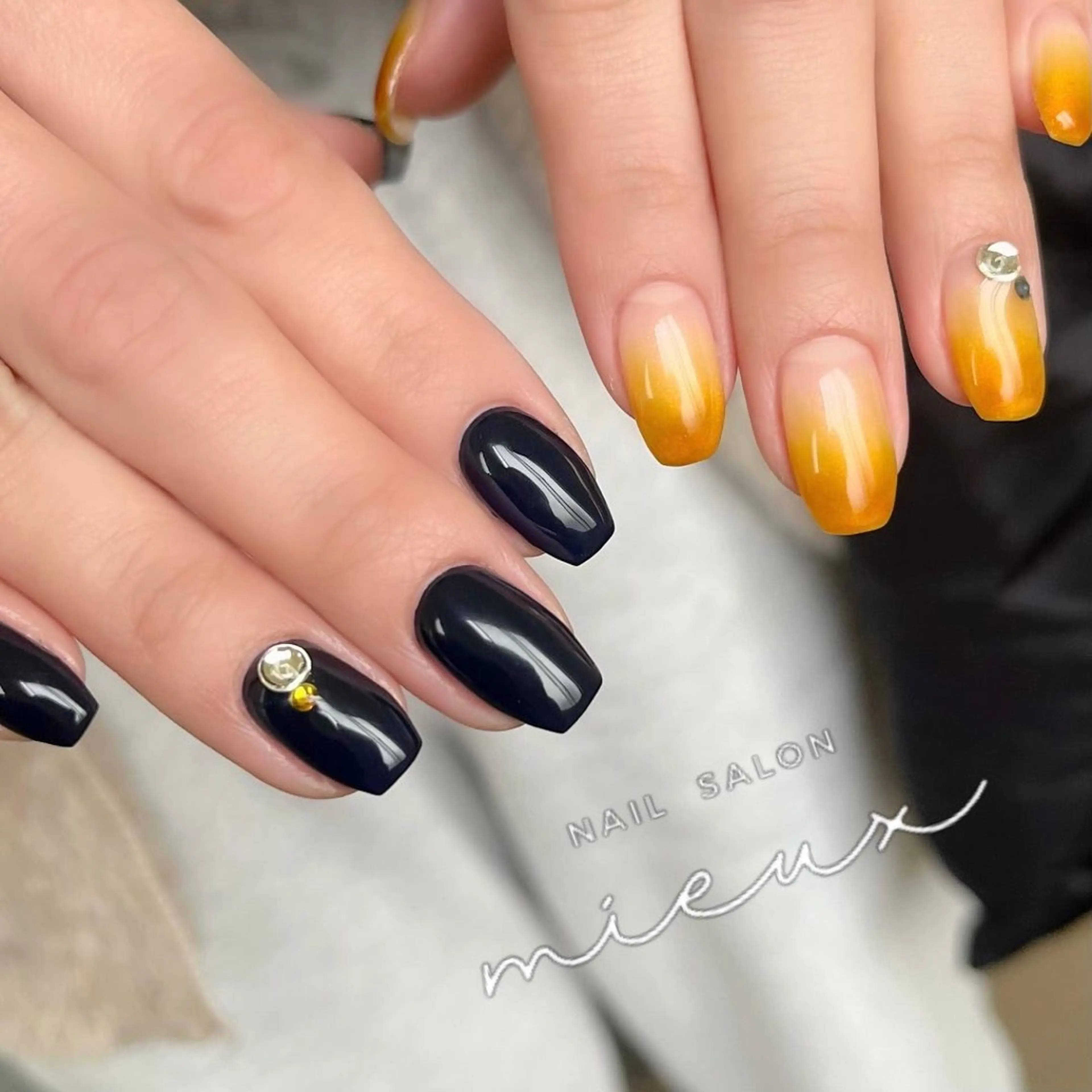 ネイル ストーンネイル ハンドネイル mieux ariiiのネイルデザイン