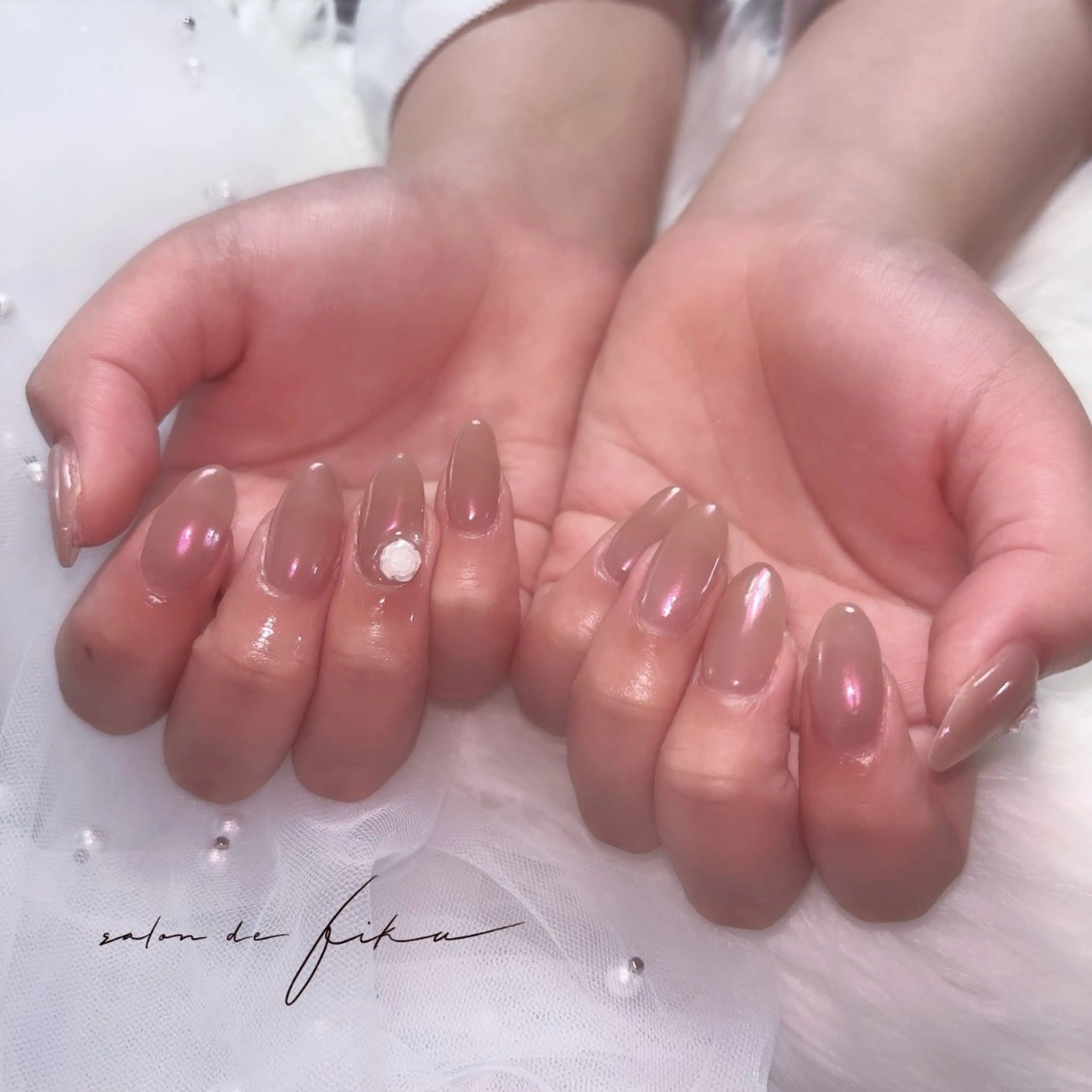 ネイル ブラウン ピンク ハンドネイル ayano 【パラジェル取扱店】のネイルデザイン