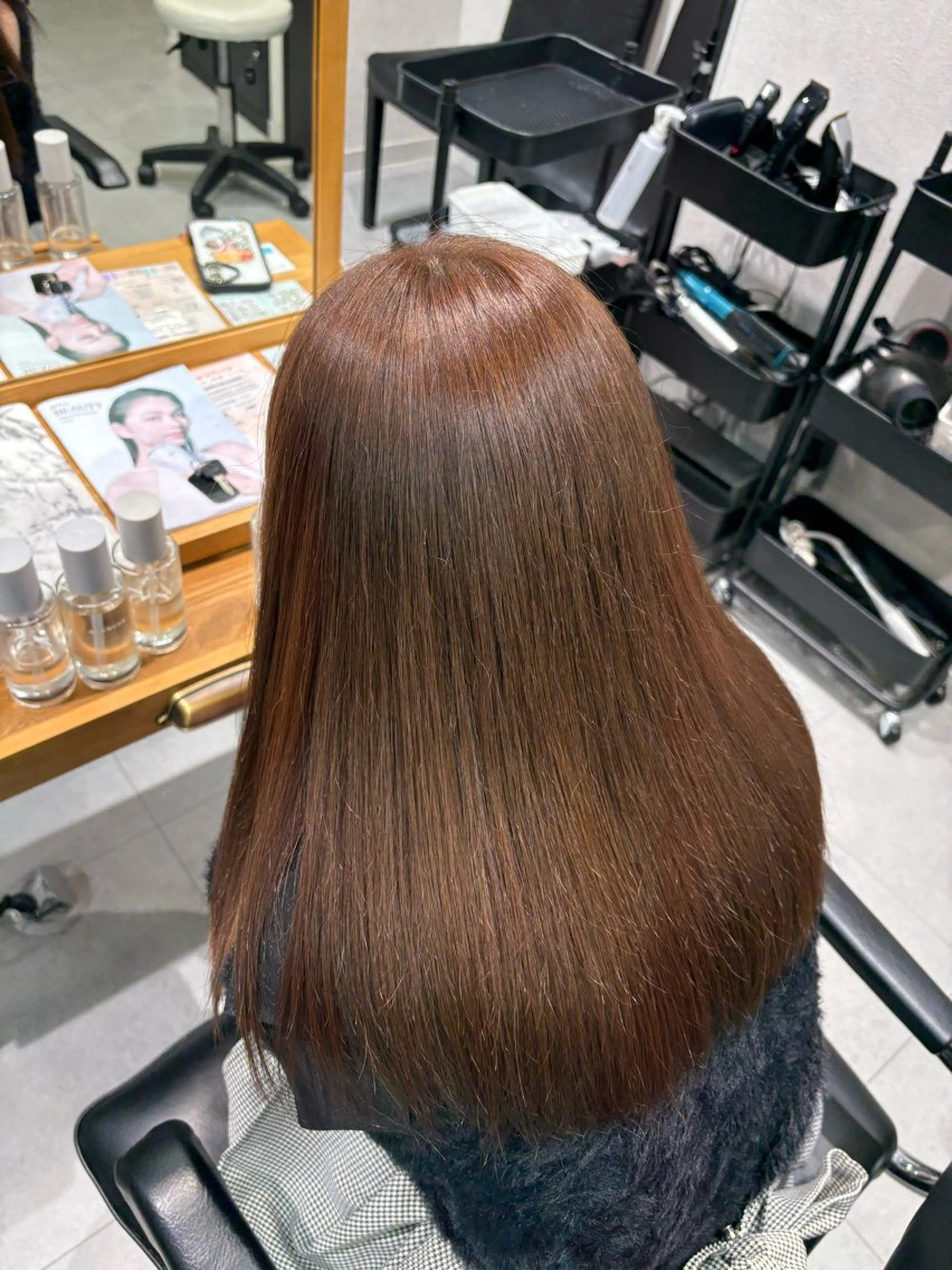 セミロング 髪質改善 縮毛矯正 トリートメント 酸熱トリートメント ヘアカラー カラーモデル募集 ✨🤍モモハ🤍✨のヘアスタイル