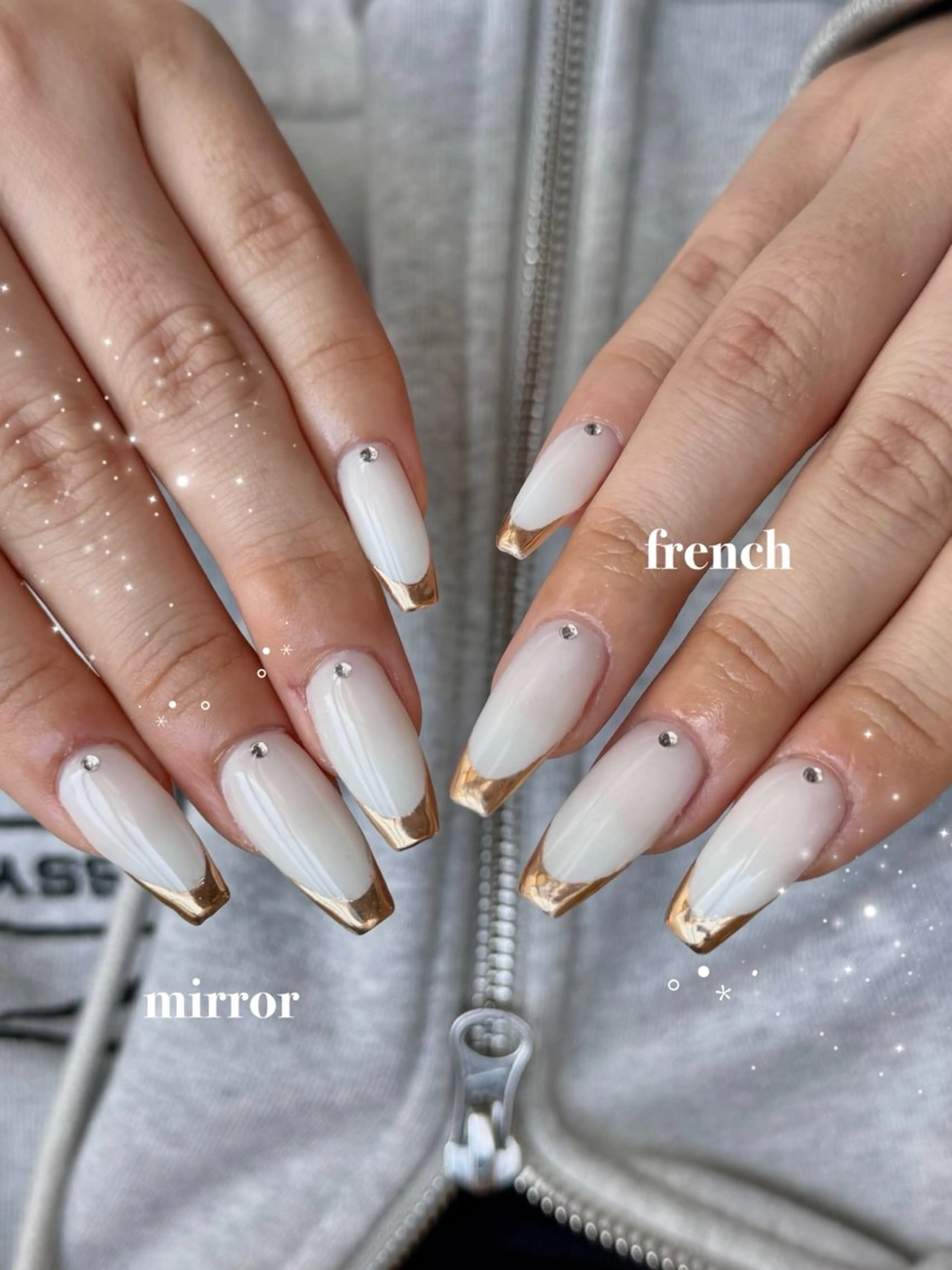 ネイル フレンチネイル ミラーネイル シンプルネイル ハンドネイル nail salon CAREY 🎀のネイルデザイン