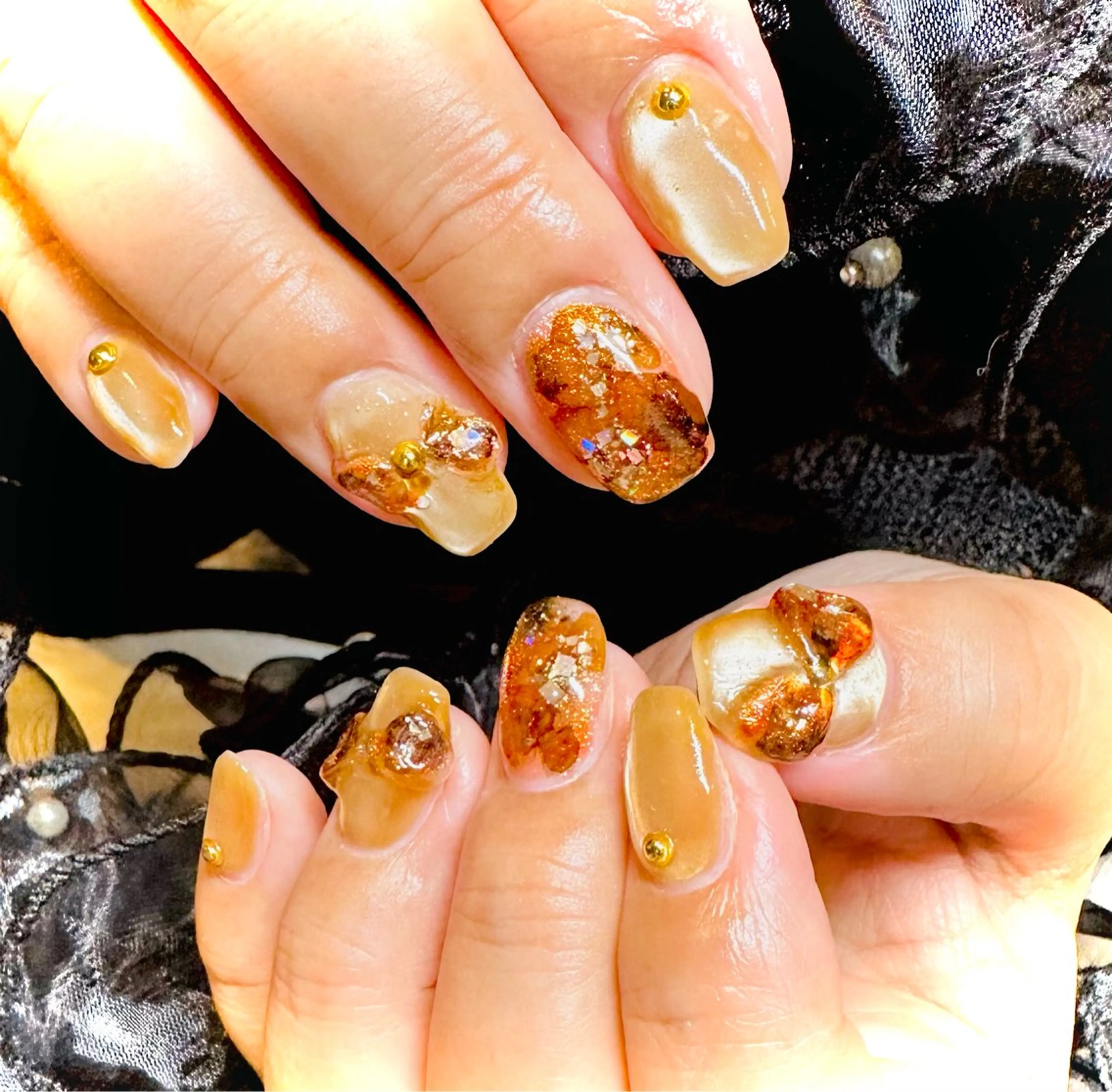 ネイル べっ甲ネイル リボン ハンドネイル ネイルサロンエレノア所属・田端 笑理菜のネイルデザイン