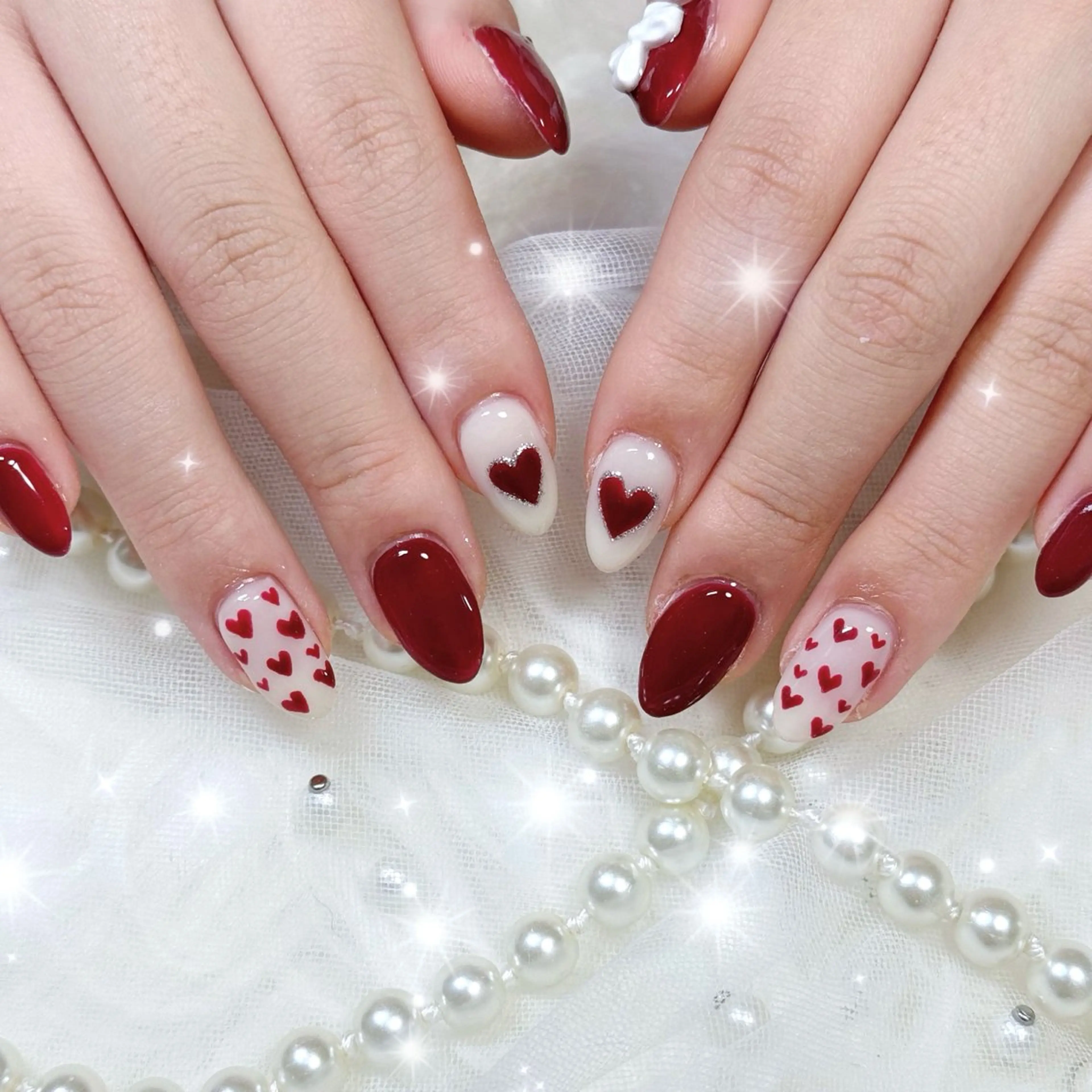 ネイル ハート ハンドネイル 🎀Mai 🎀のネイルデザイン