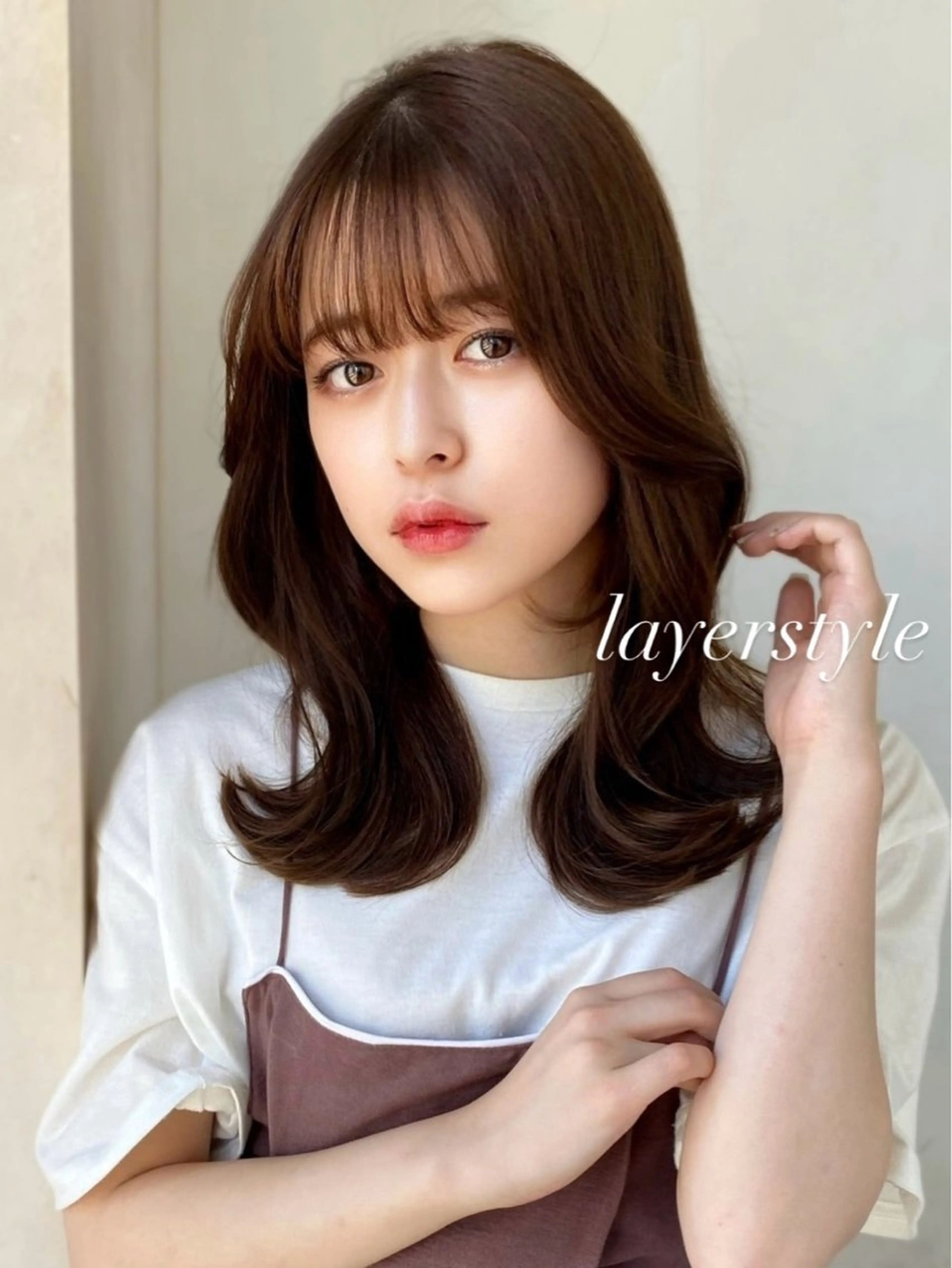 セミロング くびれヘア エギョモリ ヨシンモリ 韓国風ヘア レイヤーカット AINANLY 明治神宮前店所属・似合わせレイヤー モテカラー🧸三科のヘアスタイル