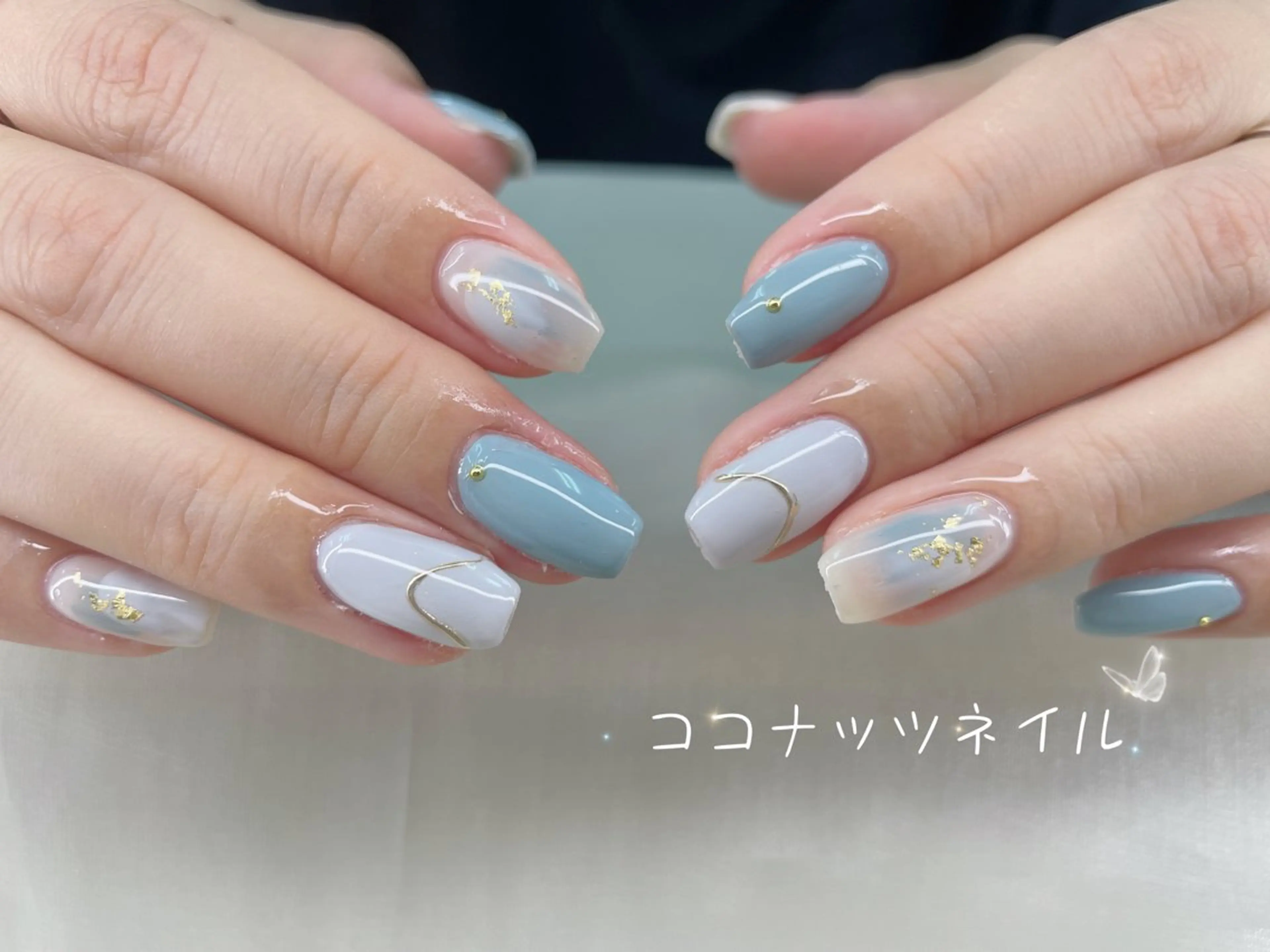 ネイル べっ甲ネイル フレンチネイル キラキラネイル マグネットネイル 大理石ネイル(マーブル) ハンドネイル 神田 ココナッツのネイルデザイン
