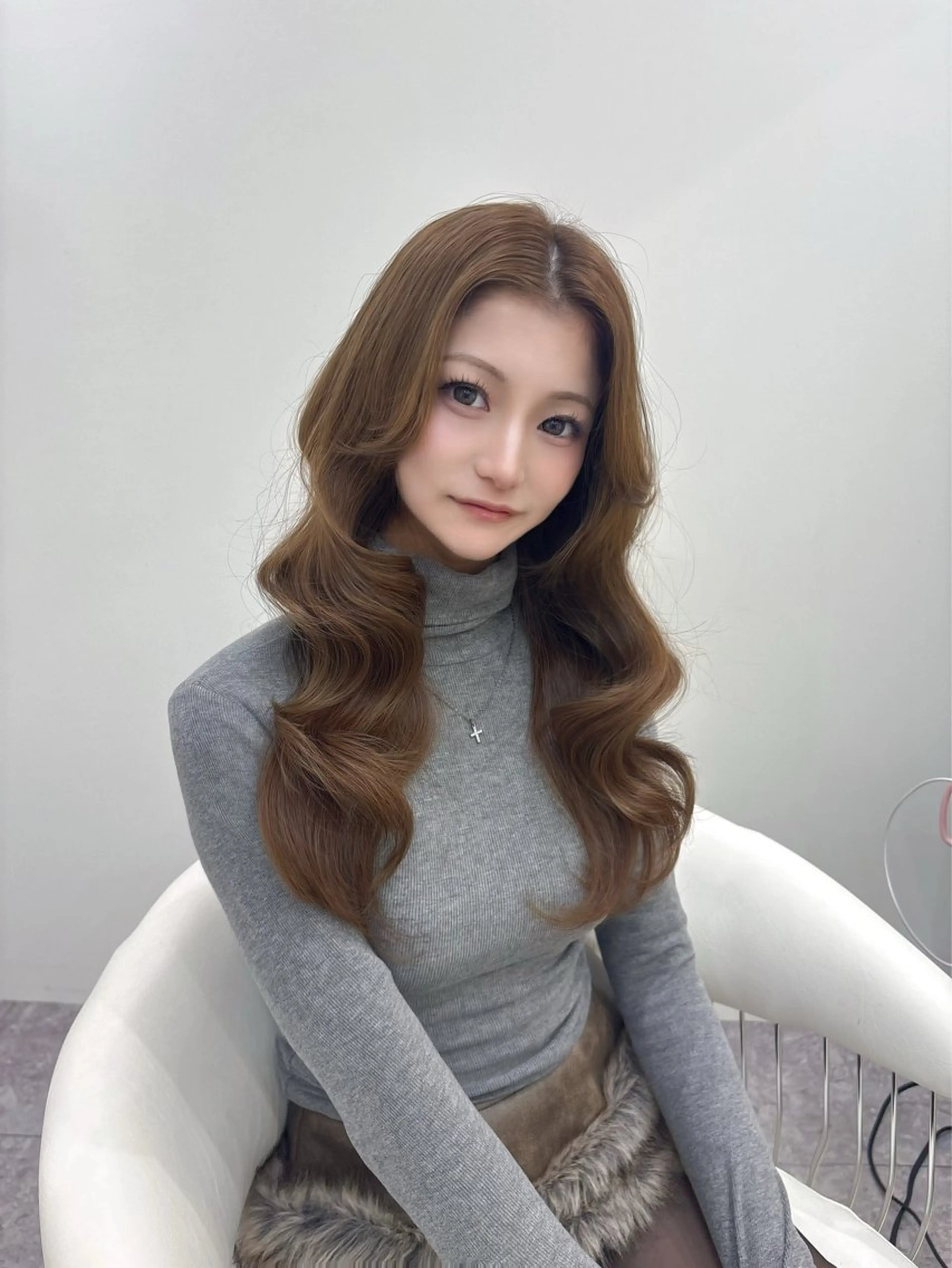 ロング カラー カット ヘアカラー トリートメント 新宿/韓国ヘア 中明度カラー/かやのヘアスタイル