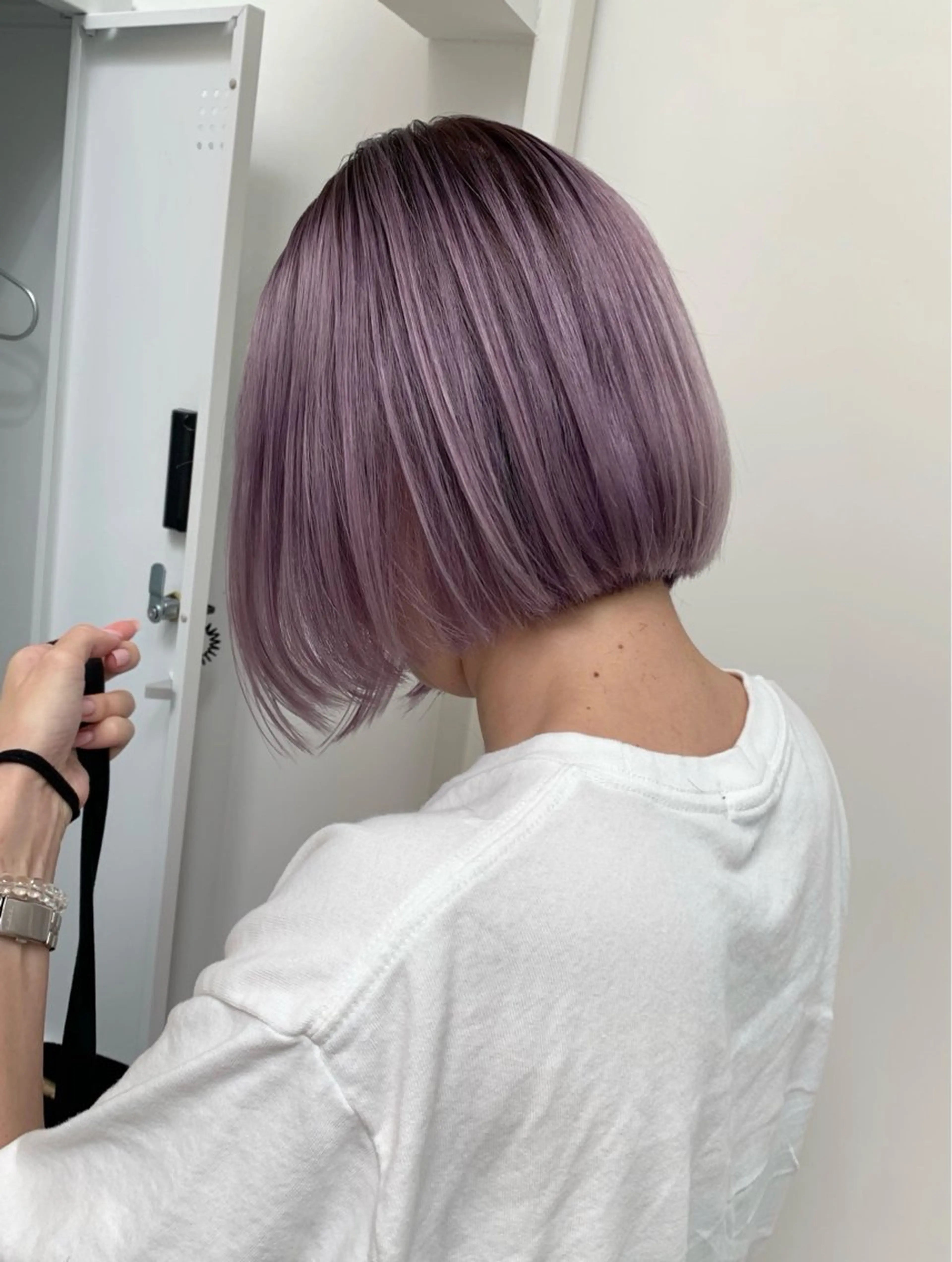 ショート カラー ショートボブ ラベンダーカラー ボブ ショートヘア カット ヘアカラー トリートメント CHERIEブリーチ ダブルカラー　天神のヘアスタイル