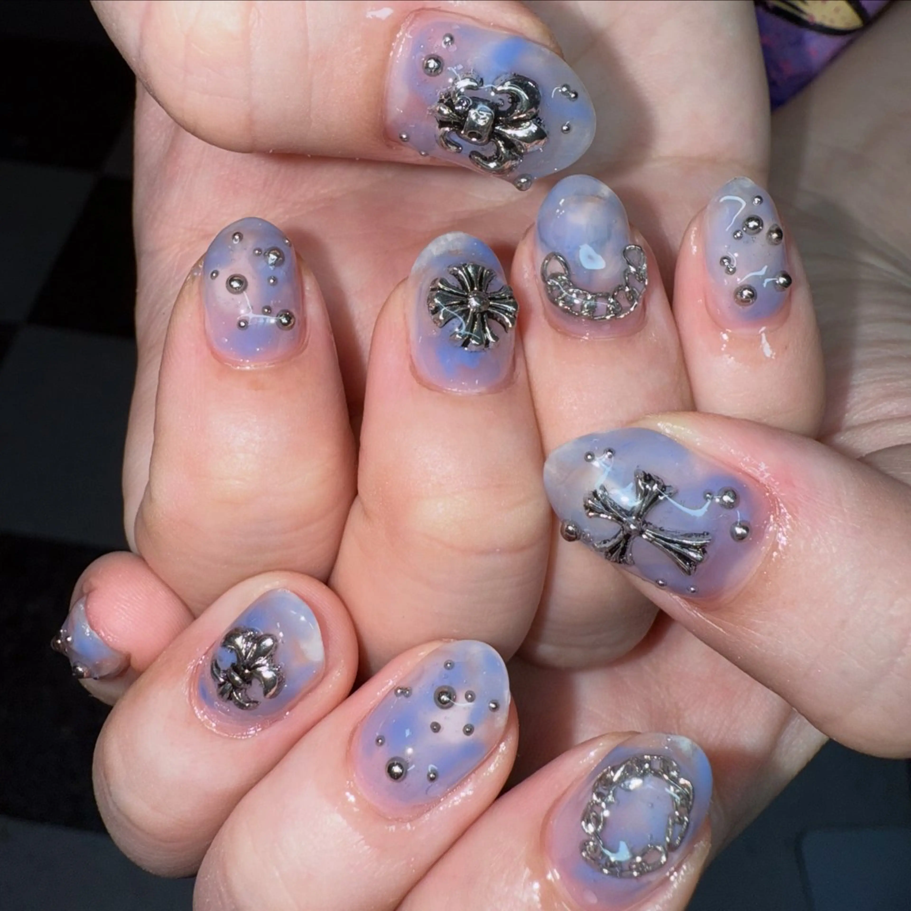 ネイル ブルー シンプルネイル 夏ネイル ハンドネイル posa nail モエミのネイルデザイン