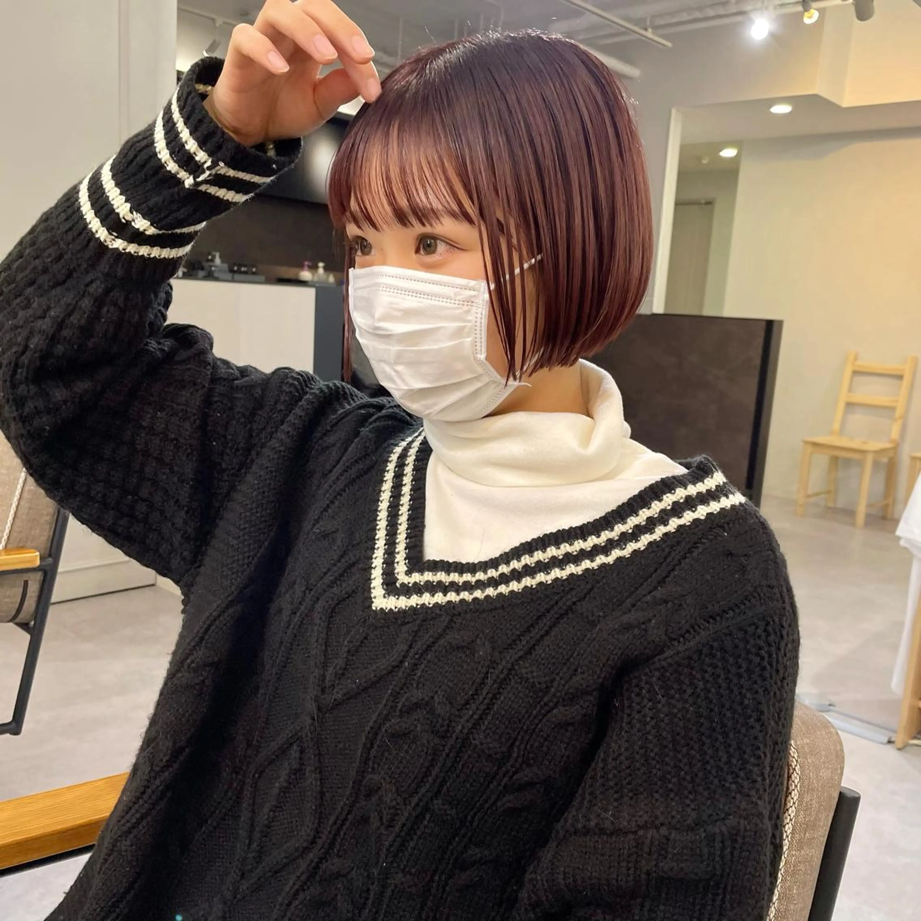 ショート カラー ボブ ワイドバング パーマ* 顔まわり似合わせのヘアスタイル