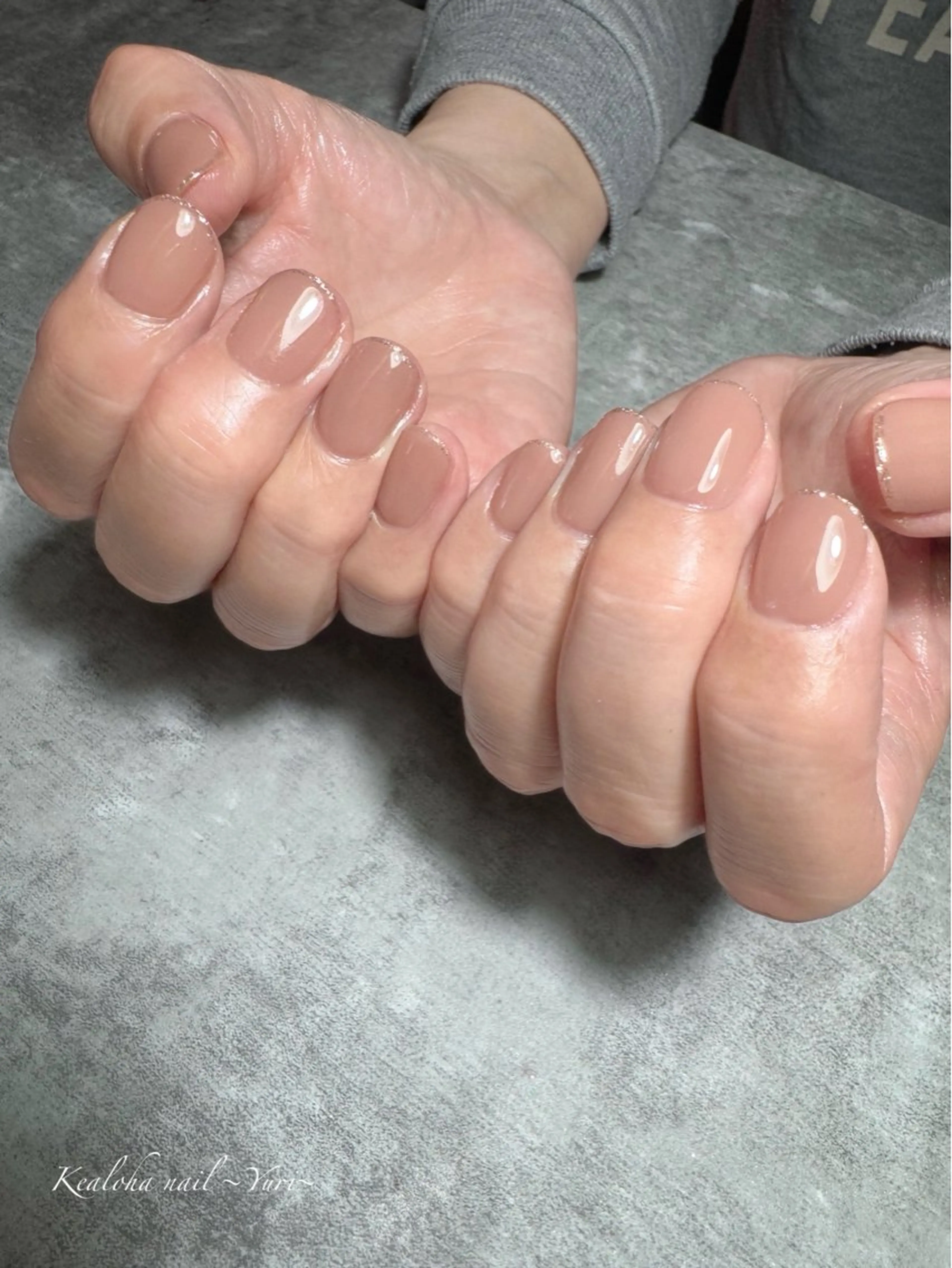 ネイル ラメ(グリッター) ワンカラーネイル オレンジ シルバー Kealoha nail所属・西村 ゆりのネイルデザイン