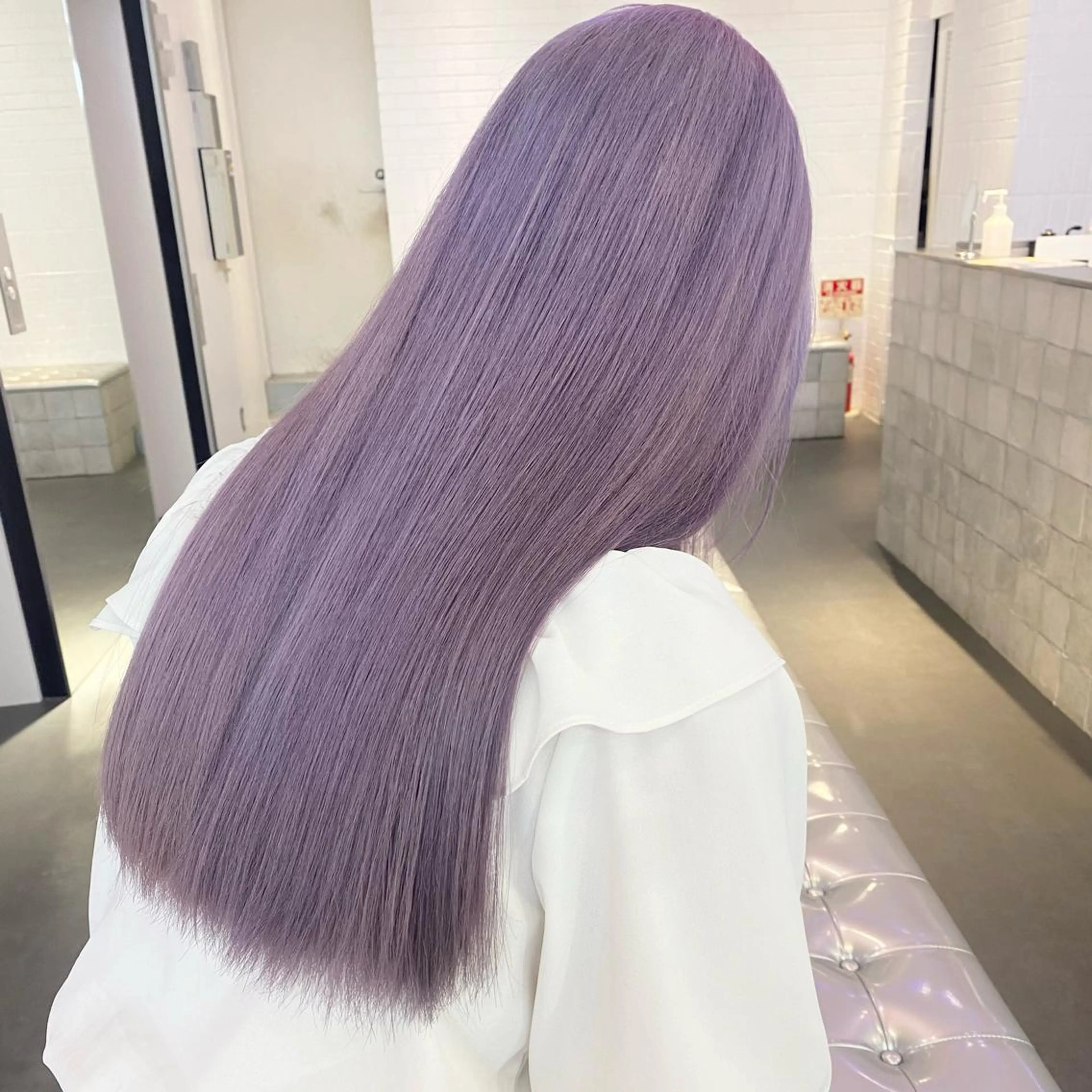 ロング ヘアアレンジ メンズ パープルカラー ヘアカラー トリートメント 🎨ハイトーン/ 切りっぱなし みつきのヘアスタイル