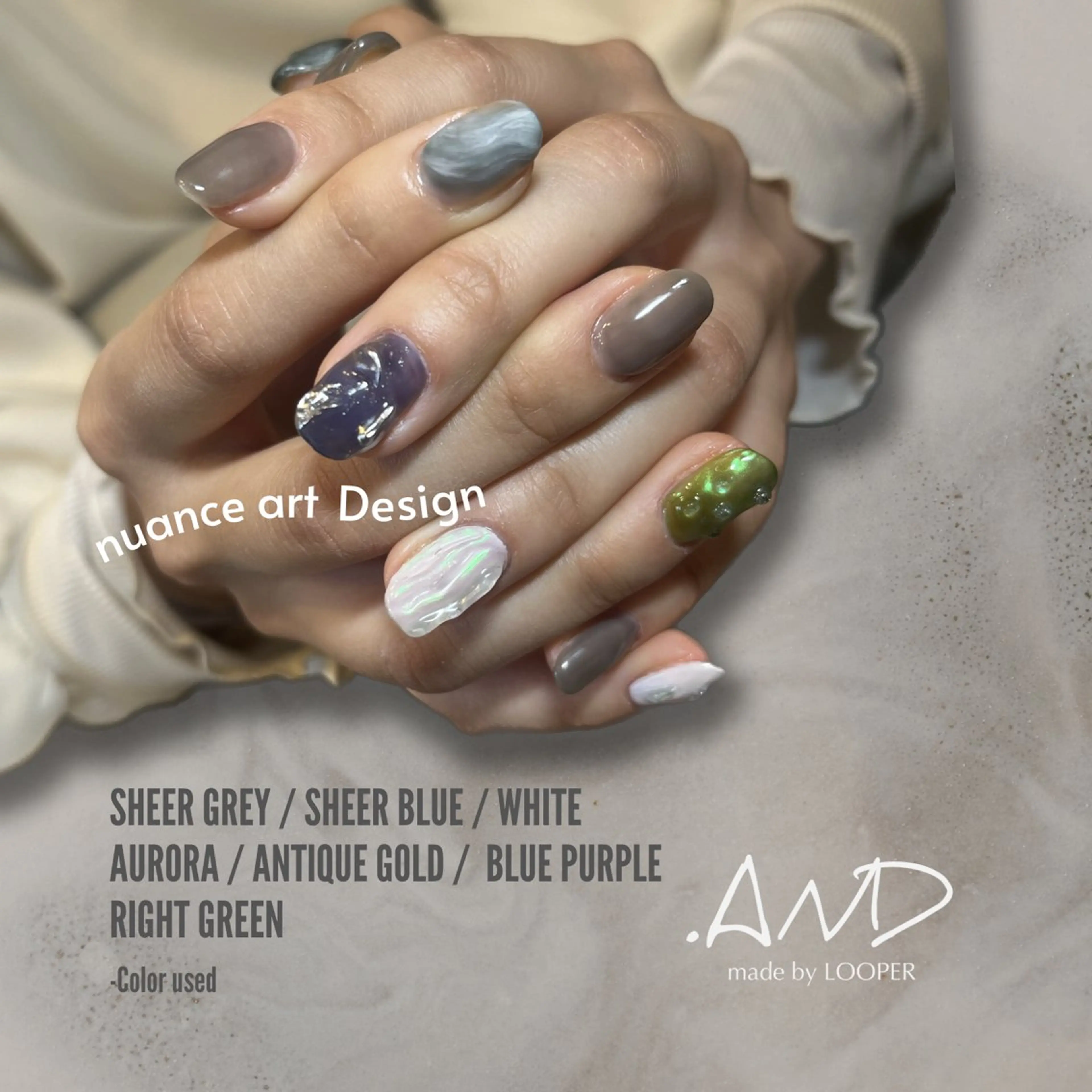 ネイル アートネイル ニュアンスネイル ハンドネイル LOOPER所属・mzh ...のネイルデザイン