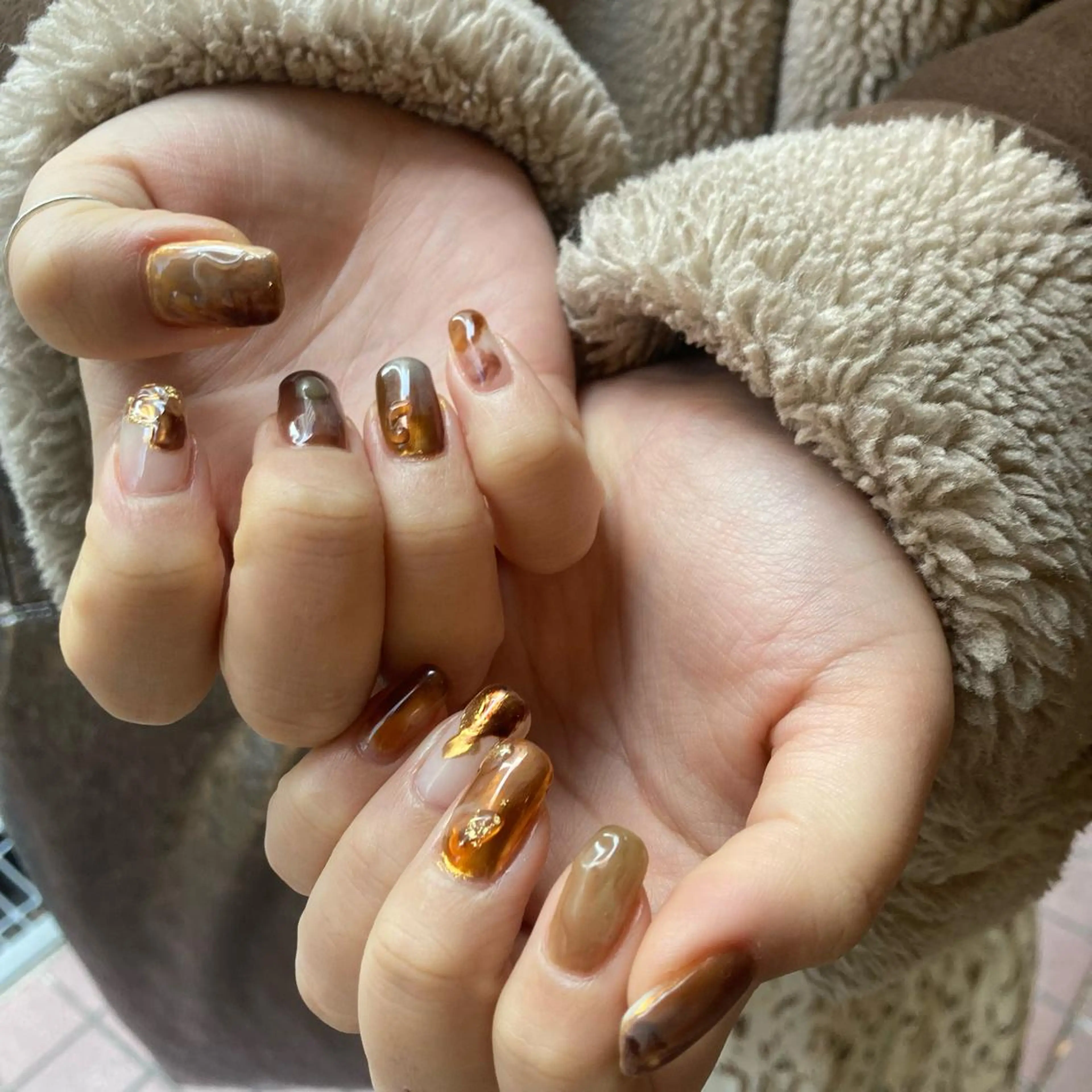 ネイル ブラウン ハンドネイル ハンドケア tipsy+ chihiroのネイルデザイン