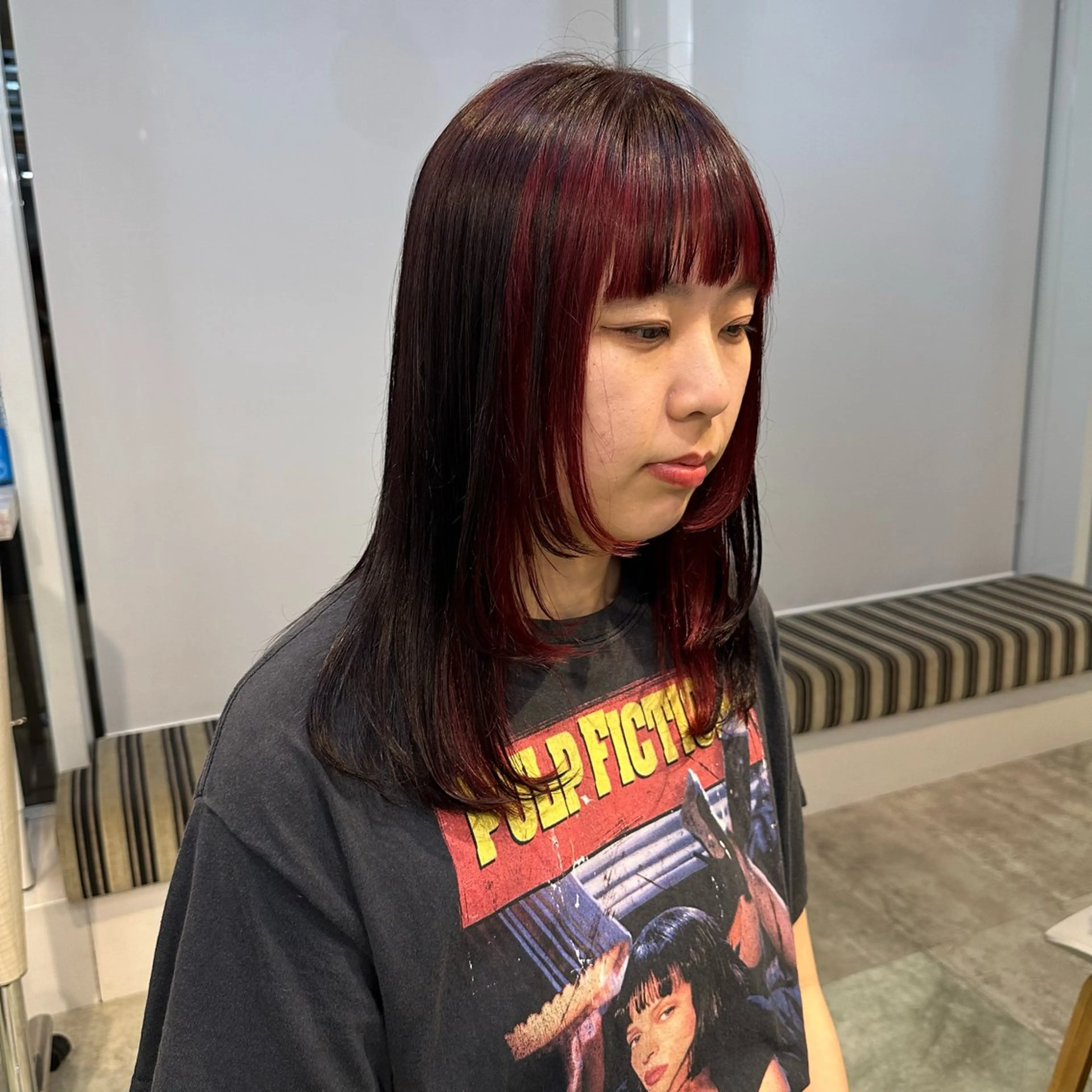 セミロング カラー ヘアカラー さとう あやかのヘアスタイル