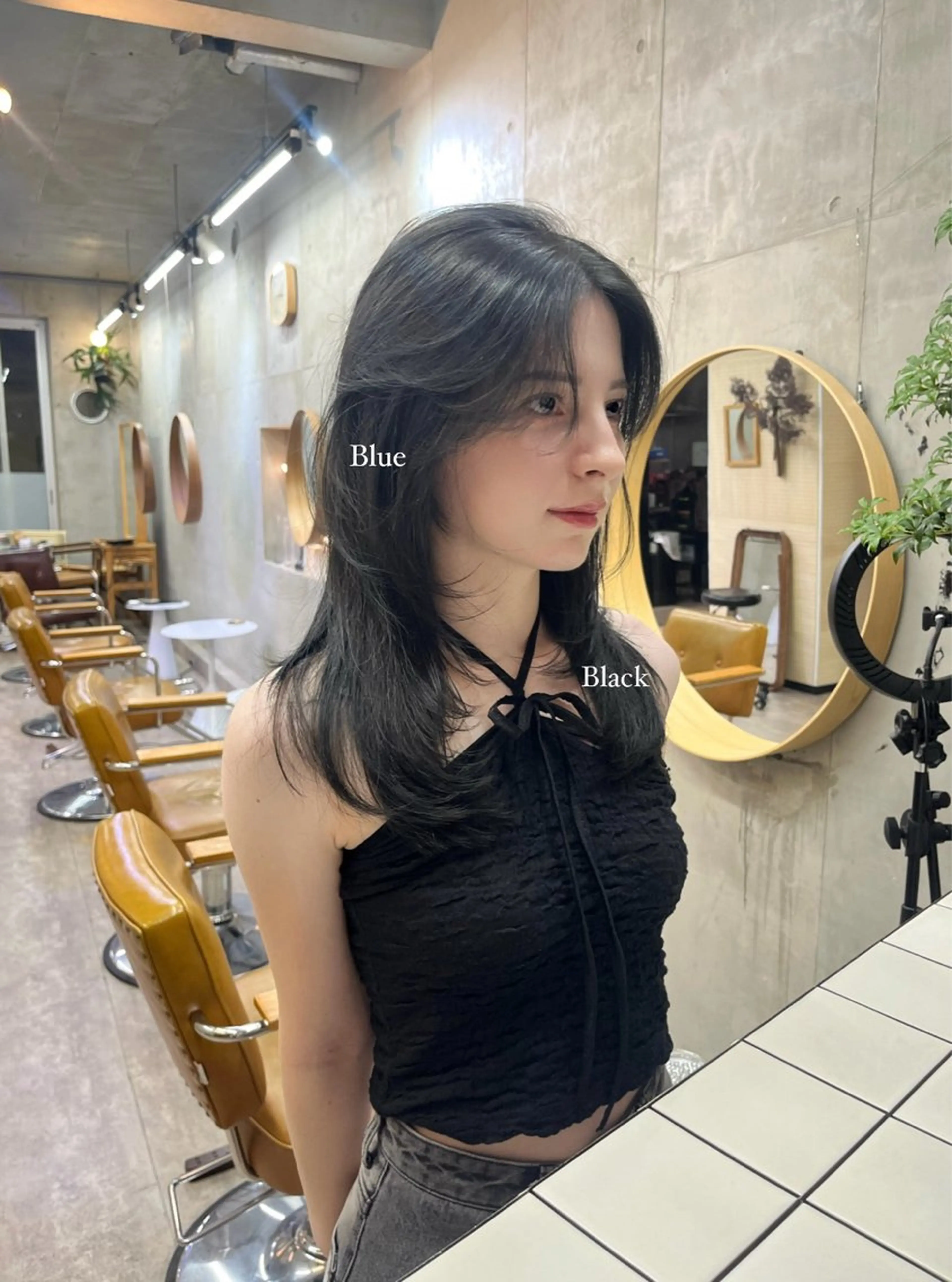 セミロング 顔周りカット ヘアカラー SALT WATER所属・🫐 𝐌𝐚𝐨 🫐似合わせcutのヘアスタイル