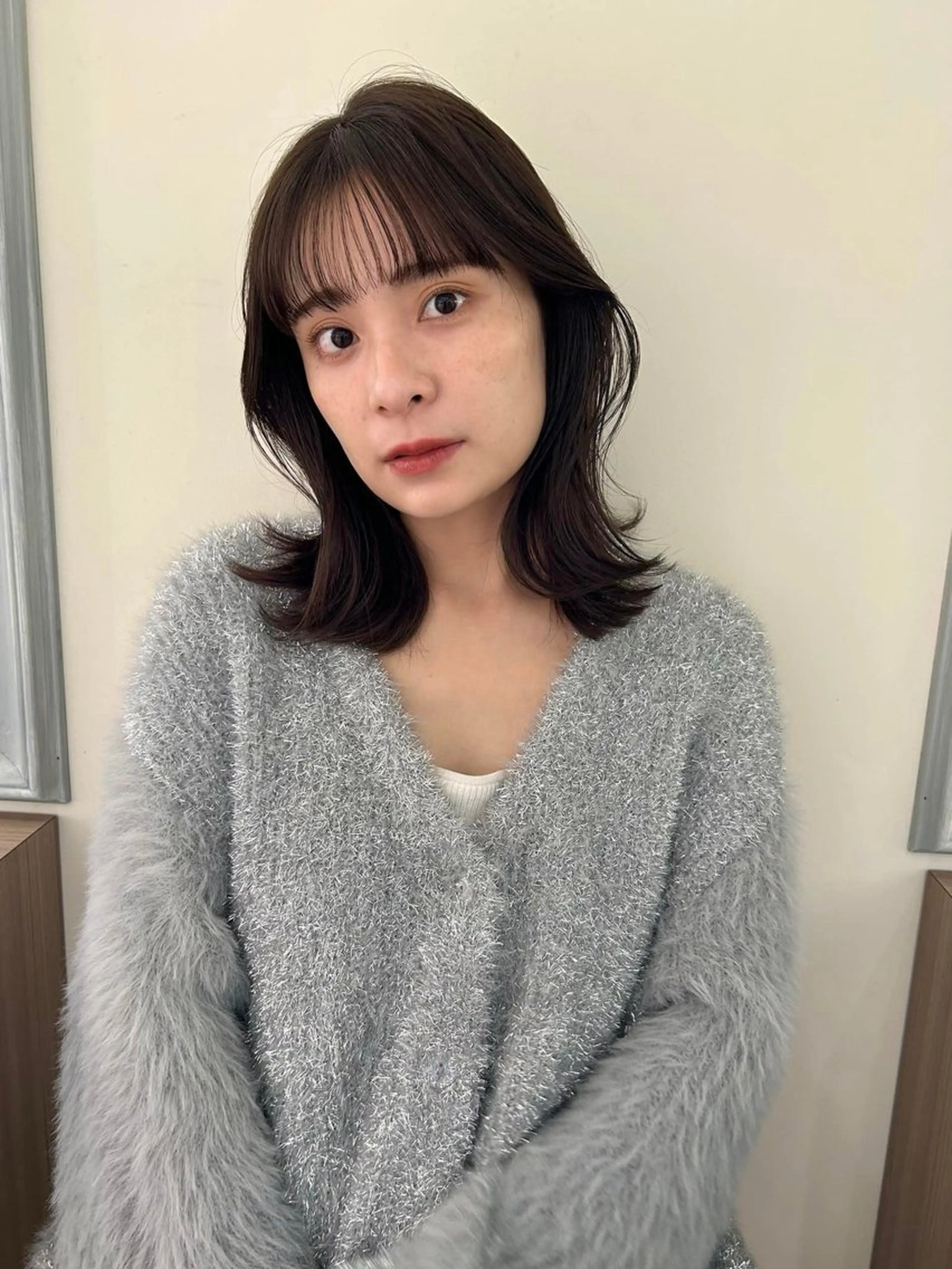 セミロング カラー 韓国風顔まわり/もみ れ毛/マツエク♡美咲のヘアスタイル