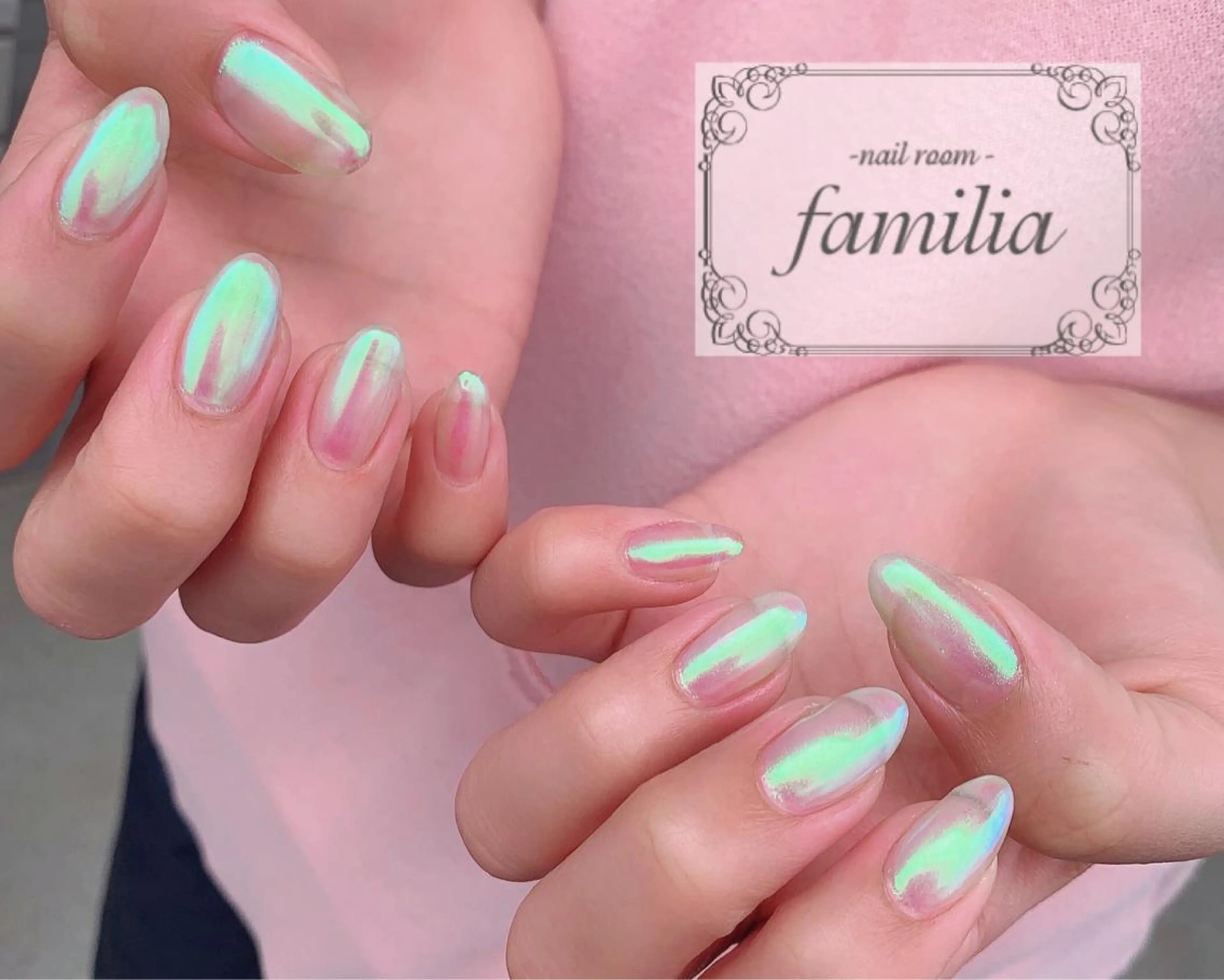 ネイル オーロラネイル クリアネイル ハンドネイル -nailroom- familiaのネイルデザイン