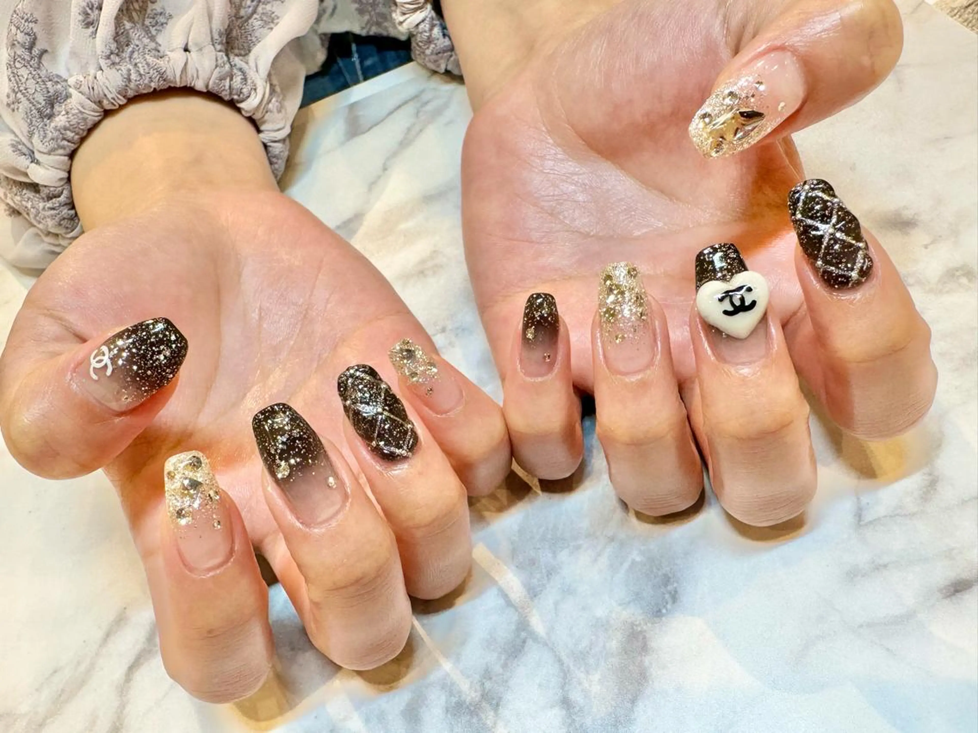 ネイル ハート ロングネイル メンズネイル 持ち込み スカルプネイル ハンドネイル Bianca名駅 🪼店長sagawaのネイルデザイン