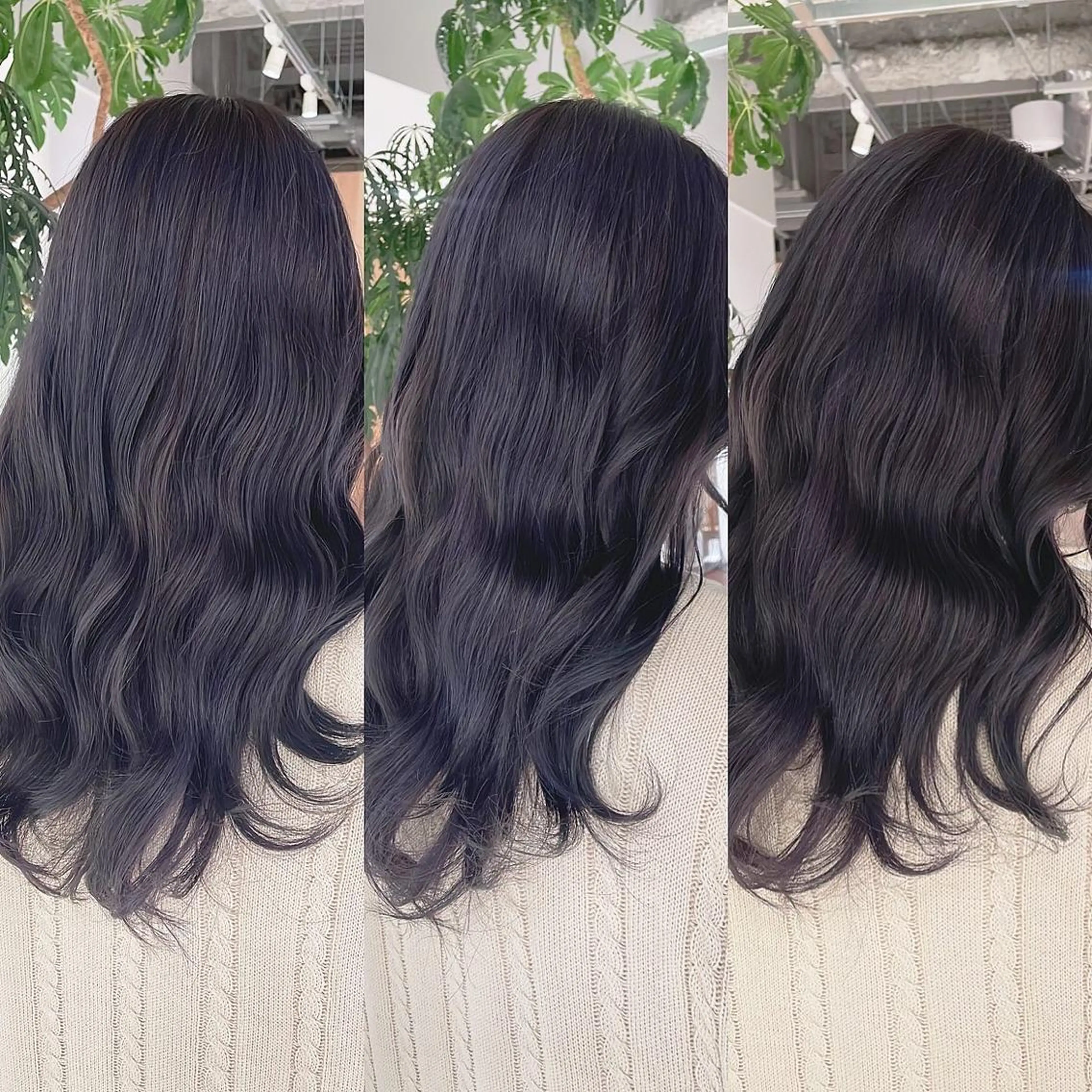 ロング カラー アッシュ 黒髪 ブルーカラー ブルーブラック 韓国風ヘア ヘアカラー トリートメント 渋谷:インナーカラー ／🍒エリカ🍒のヘアスタイル