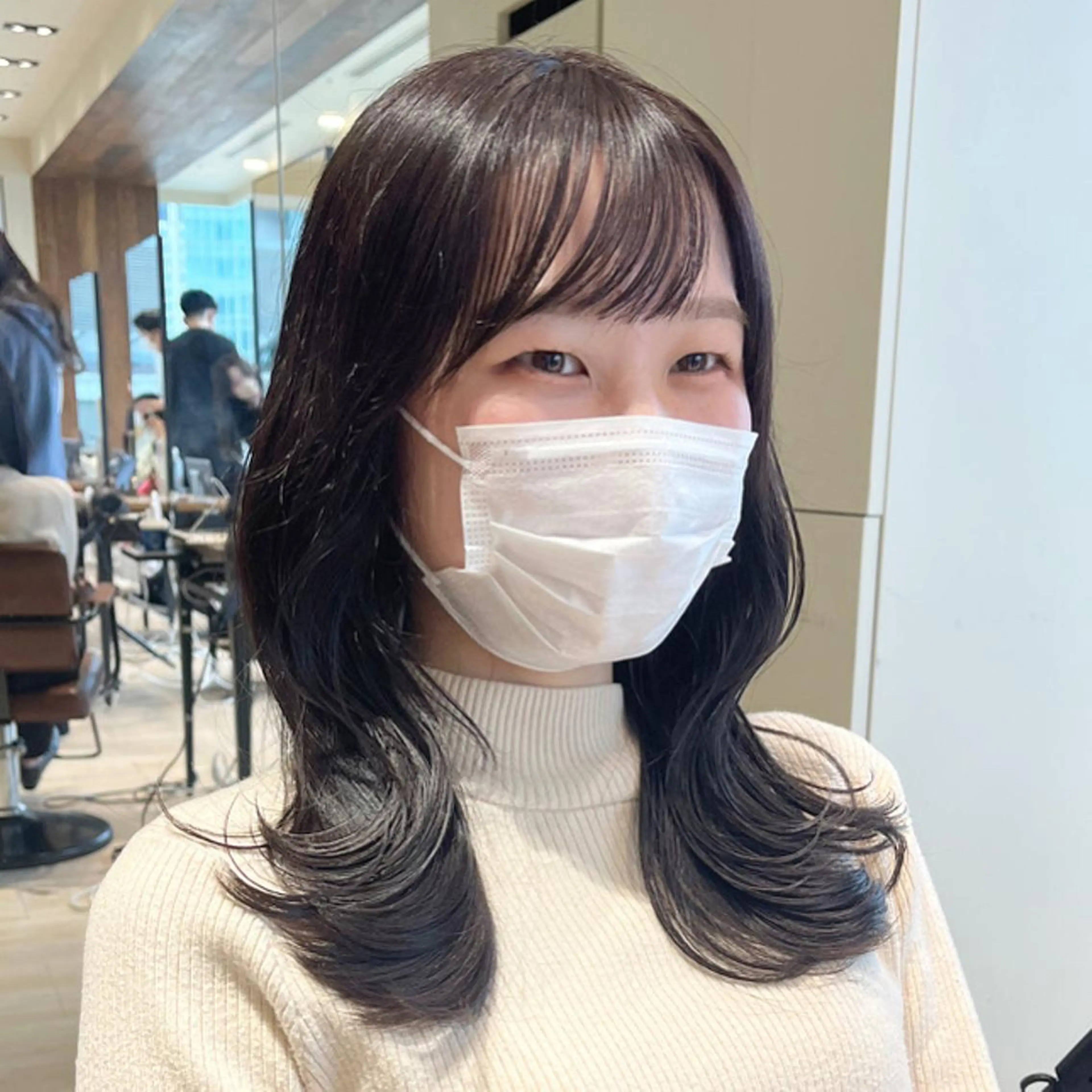 セミロング カラー ラベンダーカラー くびれヘア 早朝セット☀️ レイヤー/Momoのヘアスタイル
