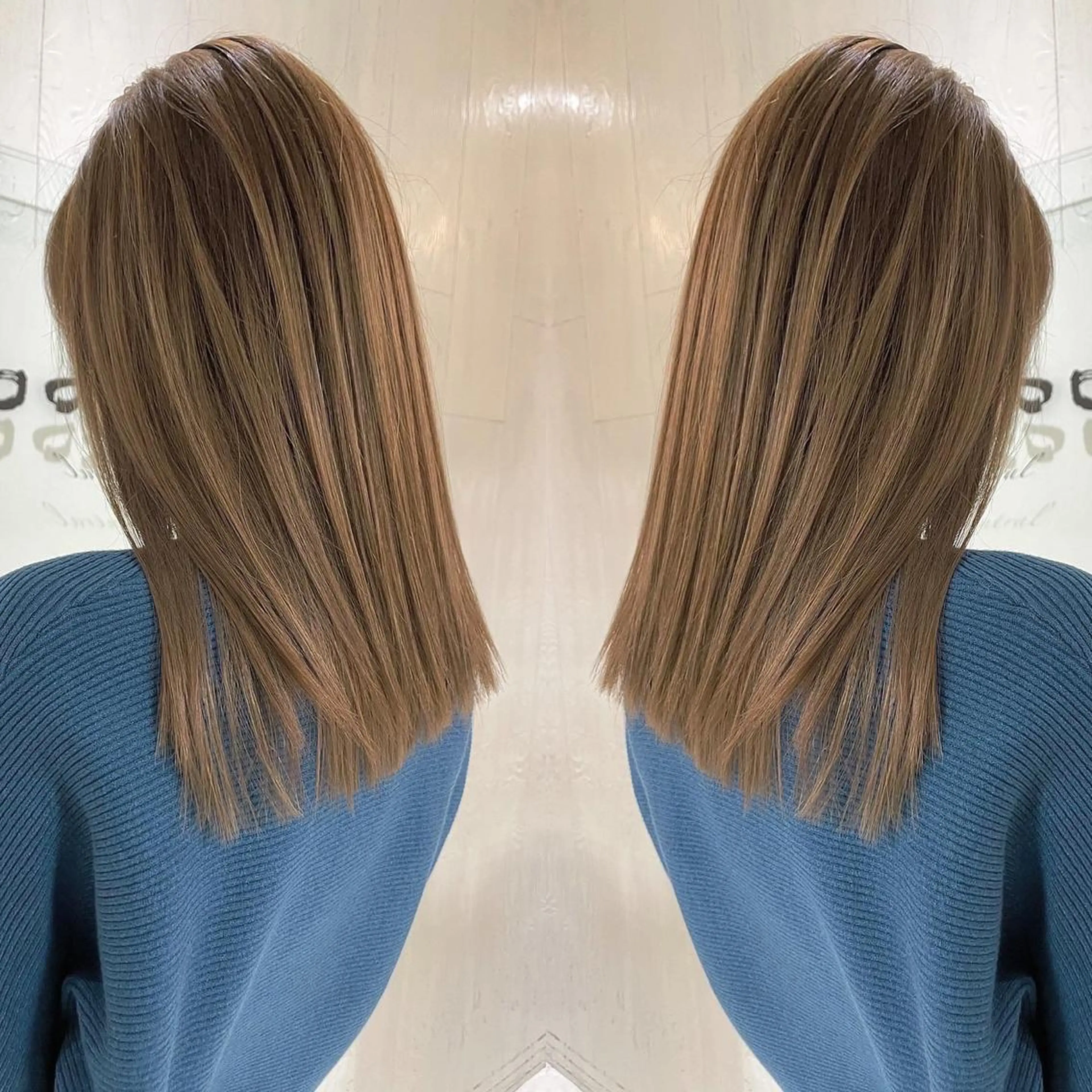 ミディアム カラー アッシュ ベージュカラー 外国人風カラー レイヤーカット ヘアカラー トリートメント 河合秀明/ハイライト /インナーカラーのヘアスタイル