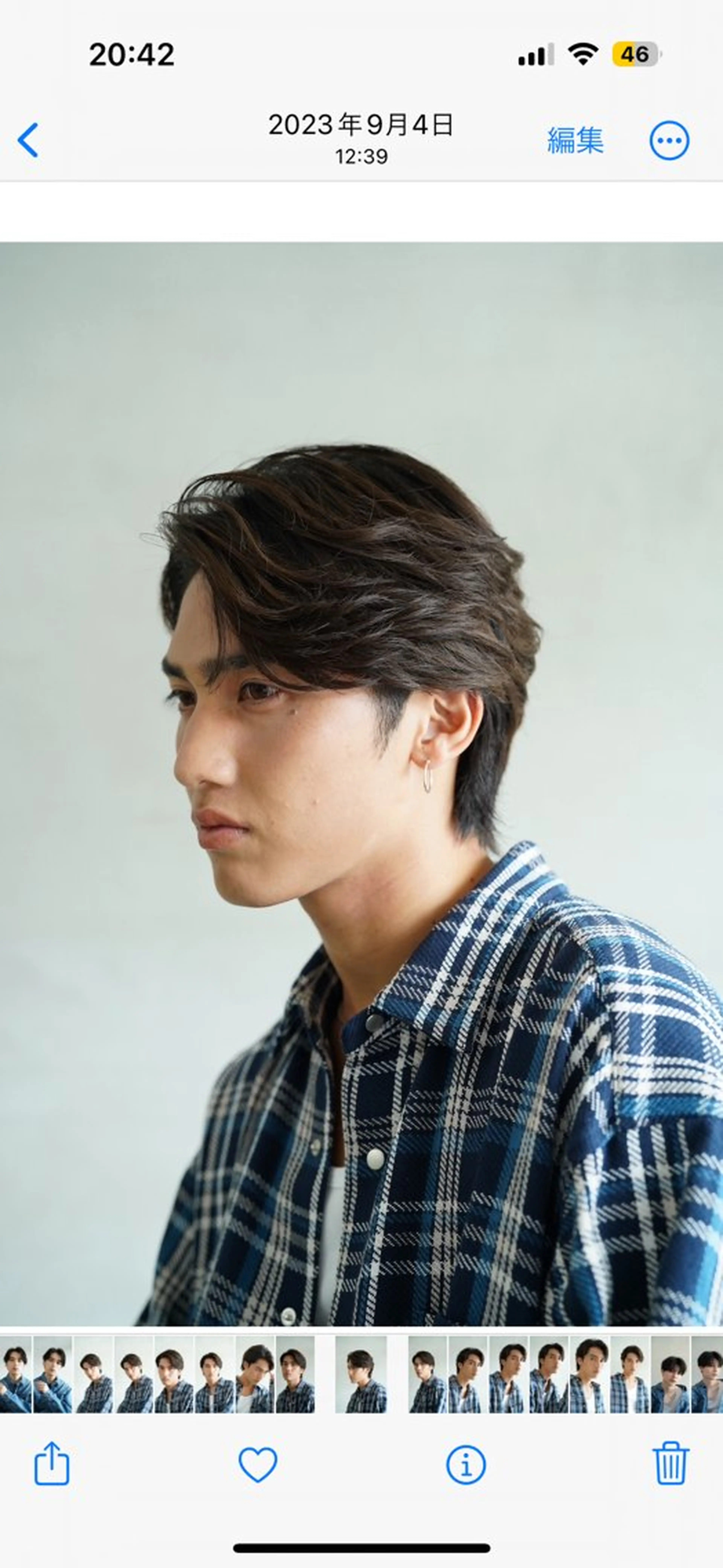 ショート カラー パーマ ヘアアレンジ メンズ センターパート メンズパーマ 刈り上げ ニュアンスパーマ fifth所属・センターパート／マッ シュ／パーマ　あさみのヘアスタイル