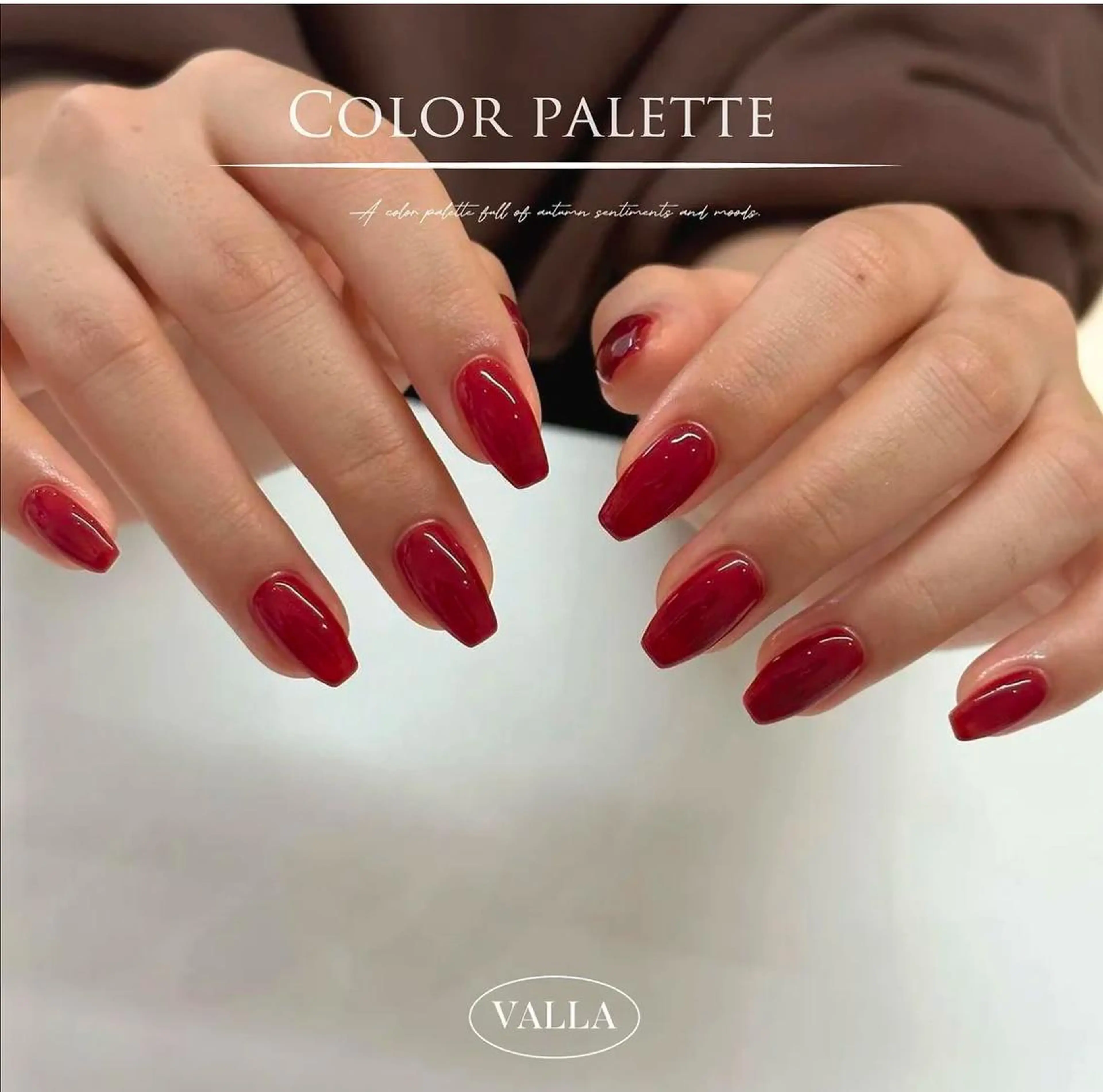 ネイル ワンカラーネイル LIB VALLA kazuha🍒🩵のネイルデザイン