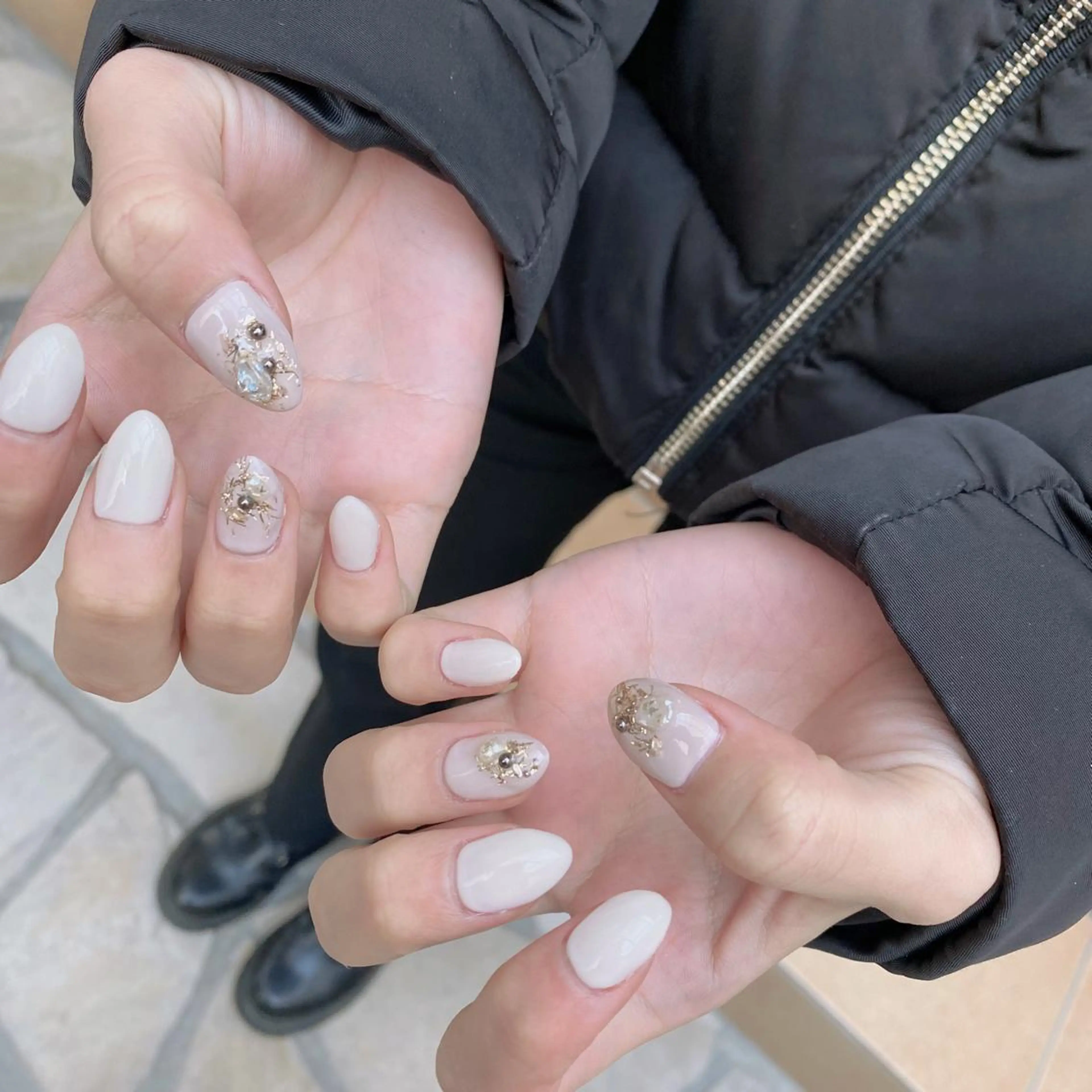 ネイル カジュアル ニュアンスネイル ネイルチップ 冬ネイル ハンドネイル beauty ☪︎moonのネイルデザイン
