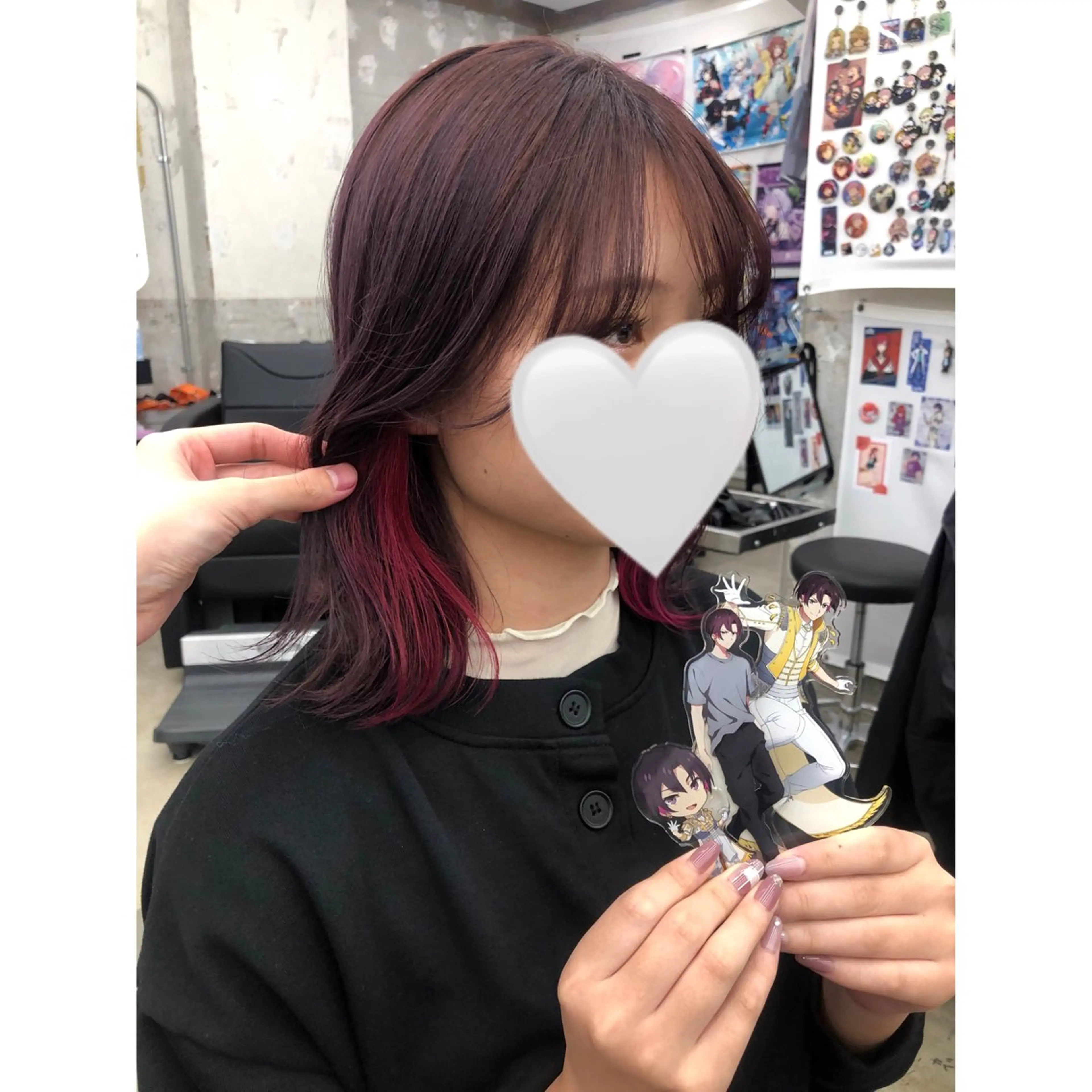 ミディアム カラー ブリーチ イヤリングカラー ブリーチなしカラー ピンクカラー ローズカラー 推しカラー✨ オタク美容師ユウカのヘアスタイル