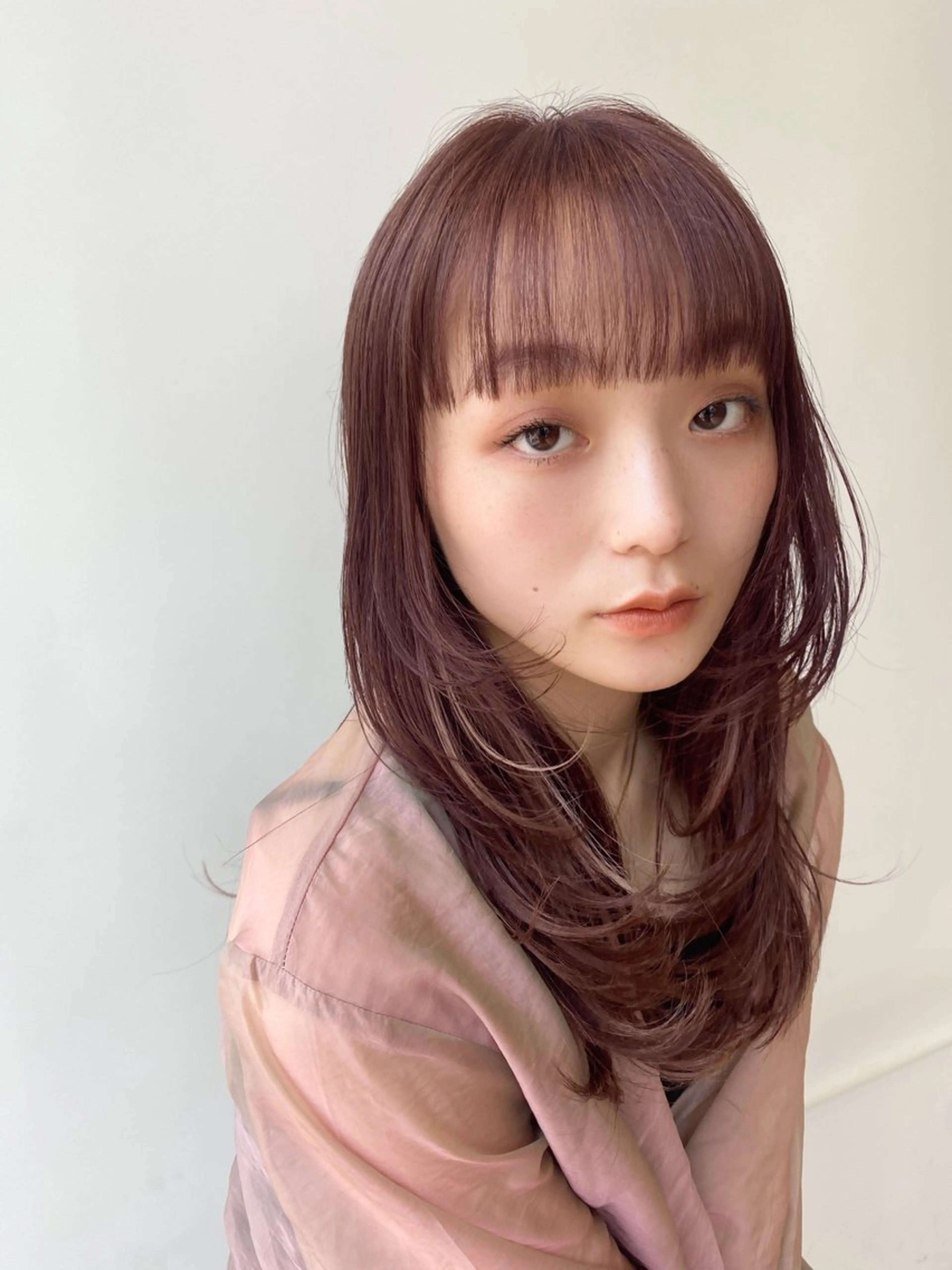 ミディアム カラー レイヤーカット カット ヘアカラー トリートメント shiori/暖色/ レイヤー/似合わせのヘアスタイル