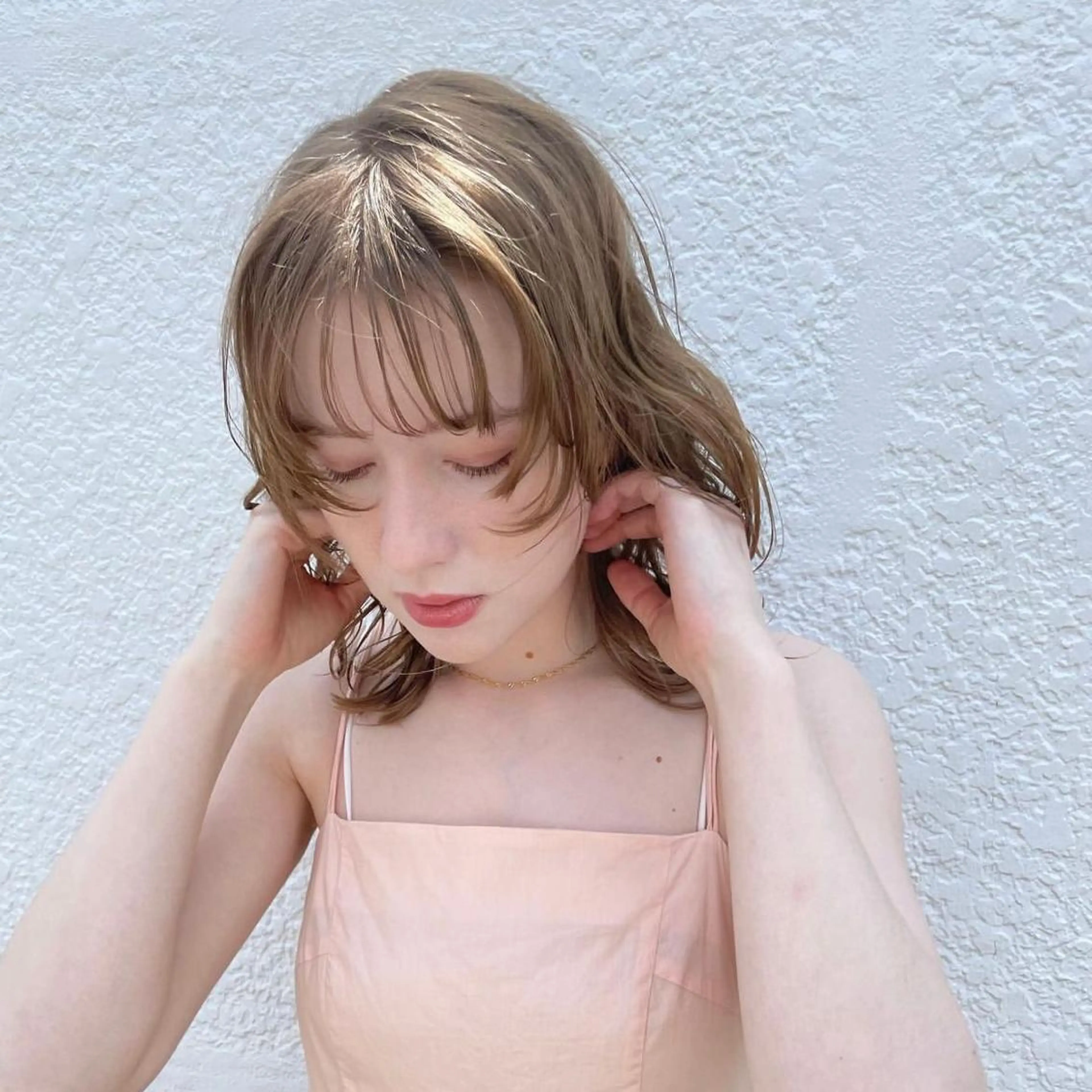 セミロング カラー ヘアカラー 縮毛矯正 トリートメント GO TODAY SHAiRE SALON 原宿本店所属・ブリーチ/レイヤー ハッシュカット/河内のヘアスタイル