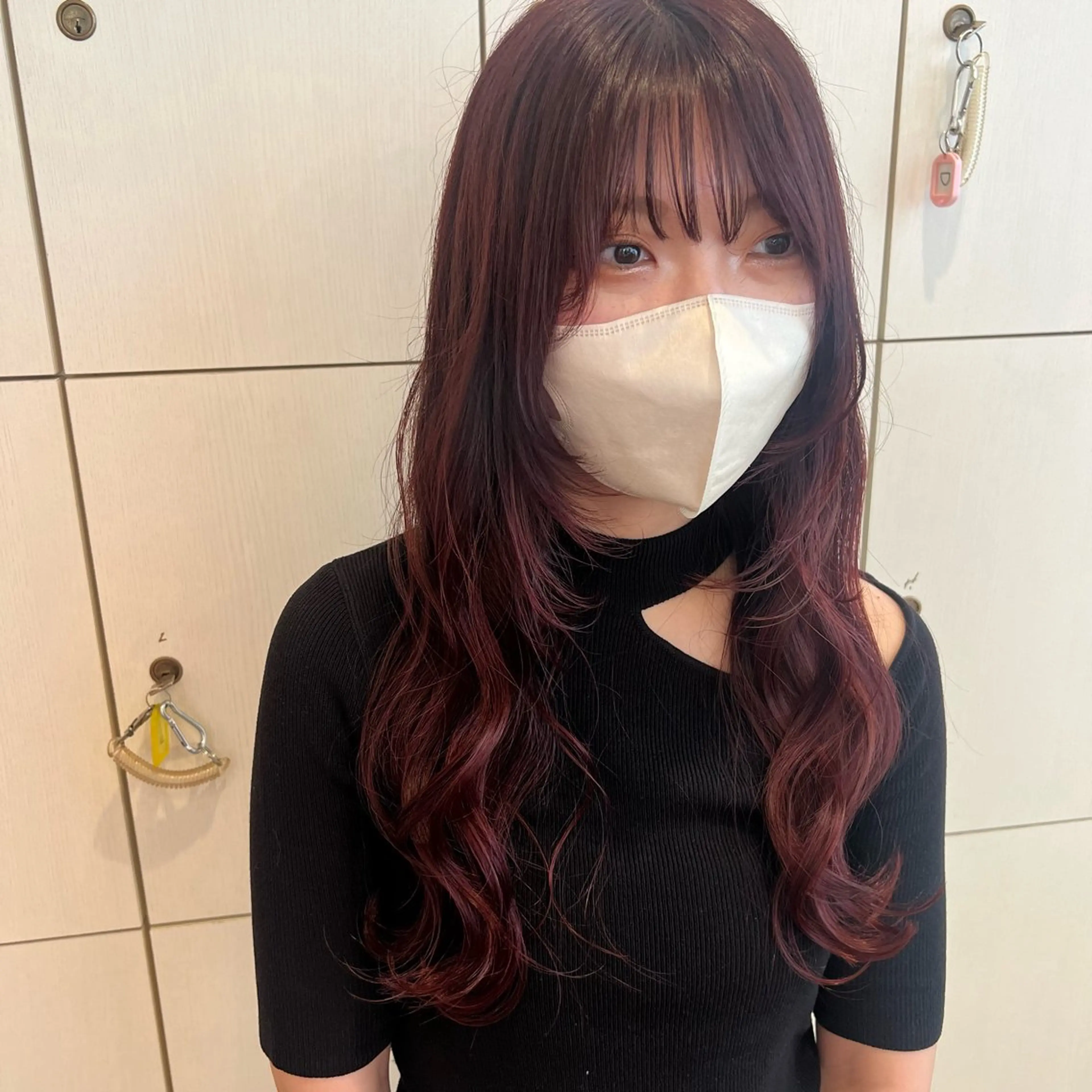 ロング カラー レッドカラー 顔周りカット レイヤーカット SALOWIN川崎WEST店所属・🌷川崎/アレンジ/ 暖色ボブ/コトネ🌷のヘアスタイル
