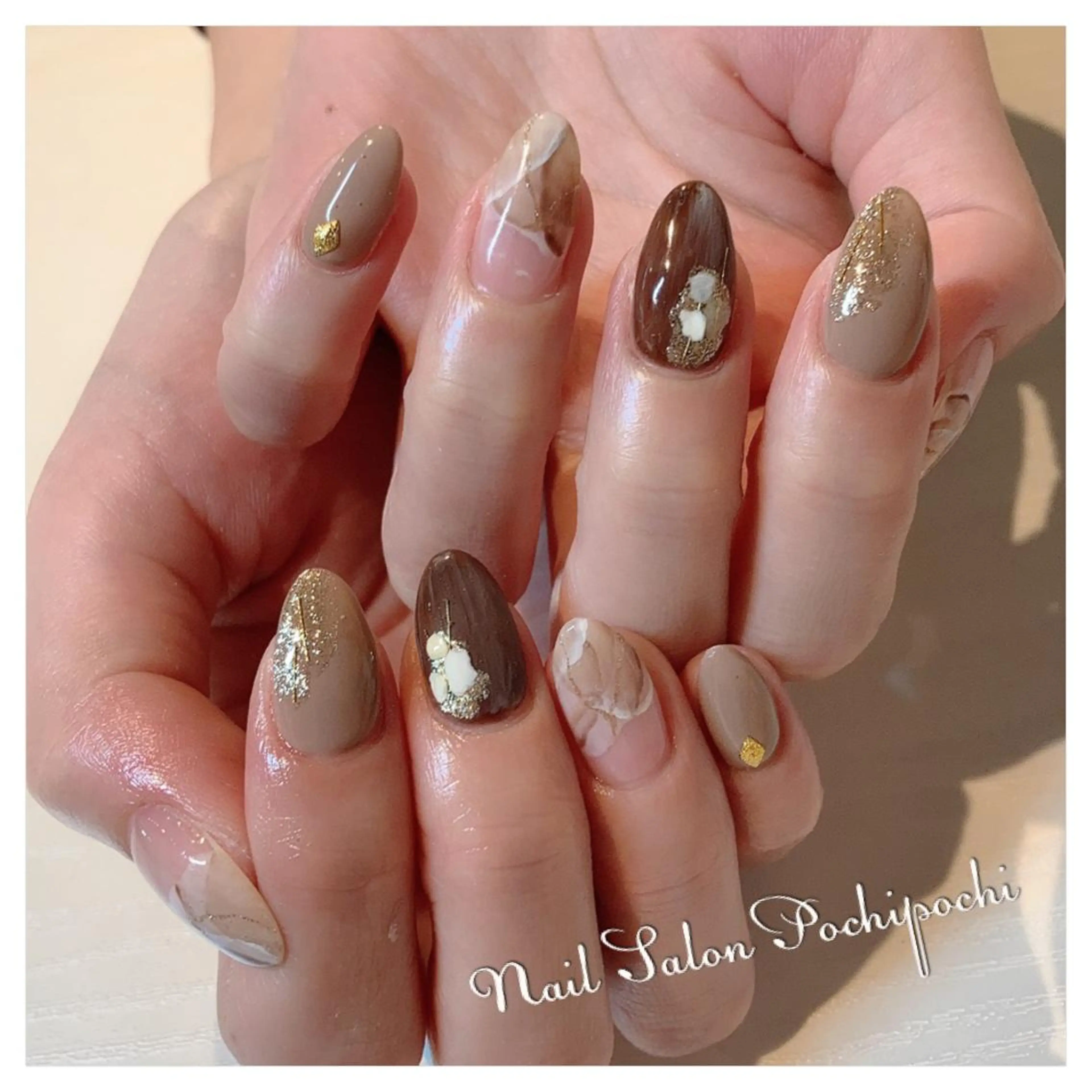 ネイル ブラウン ジェルネイル ラメ(グリッター) ニュアンスネイル ワンカラーネイル Nail Salon Mahaloのネイルデザイン