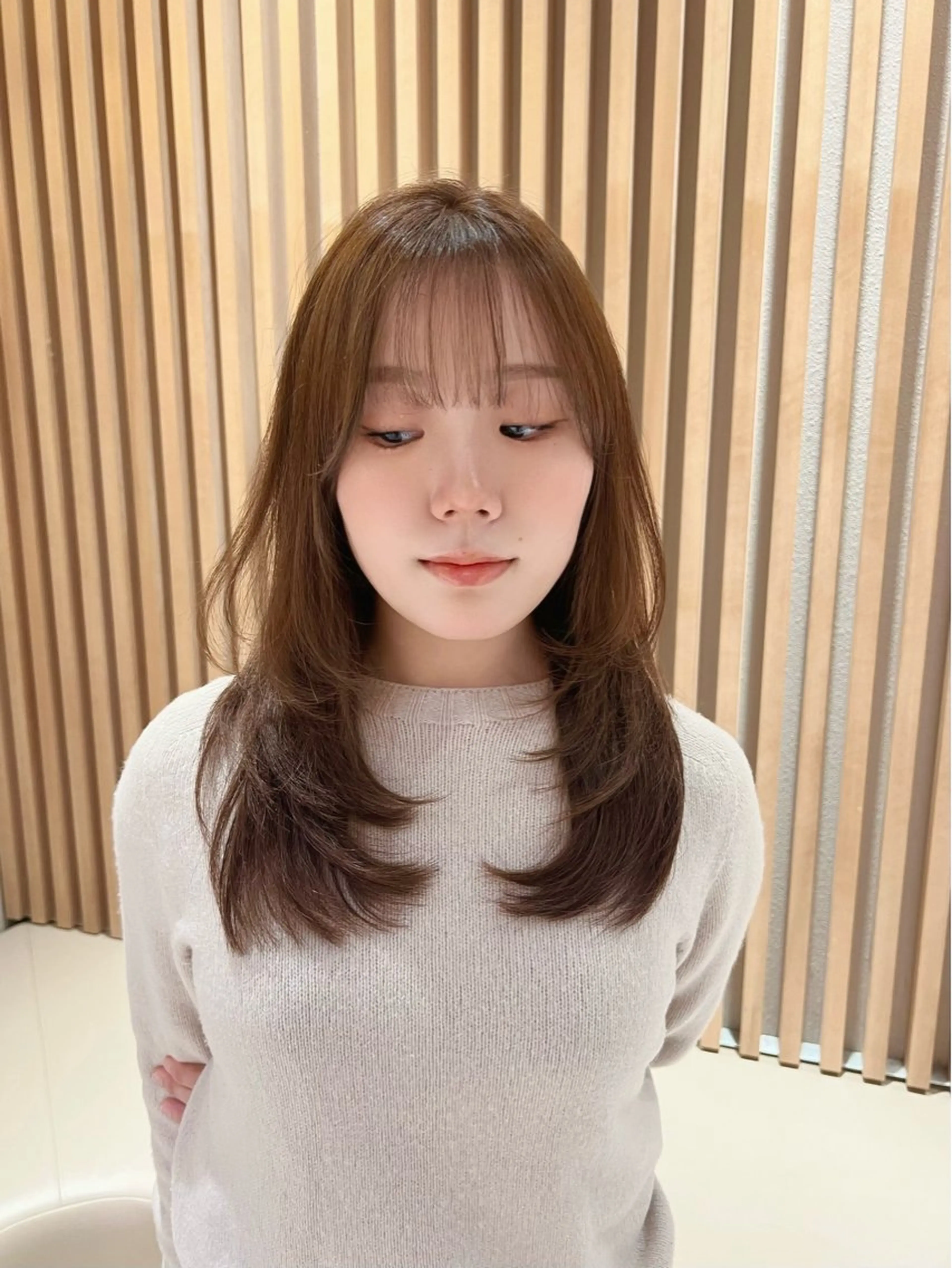 ロング カラー カット ヘアカラー トリートメント レイヤー/韓国 ハイトーン興津史弥のヘアスタイル