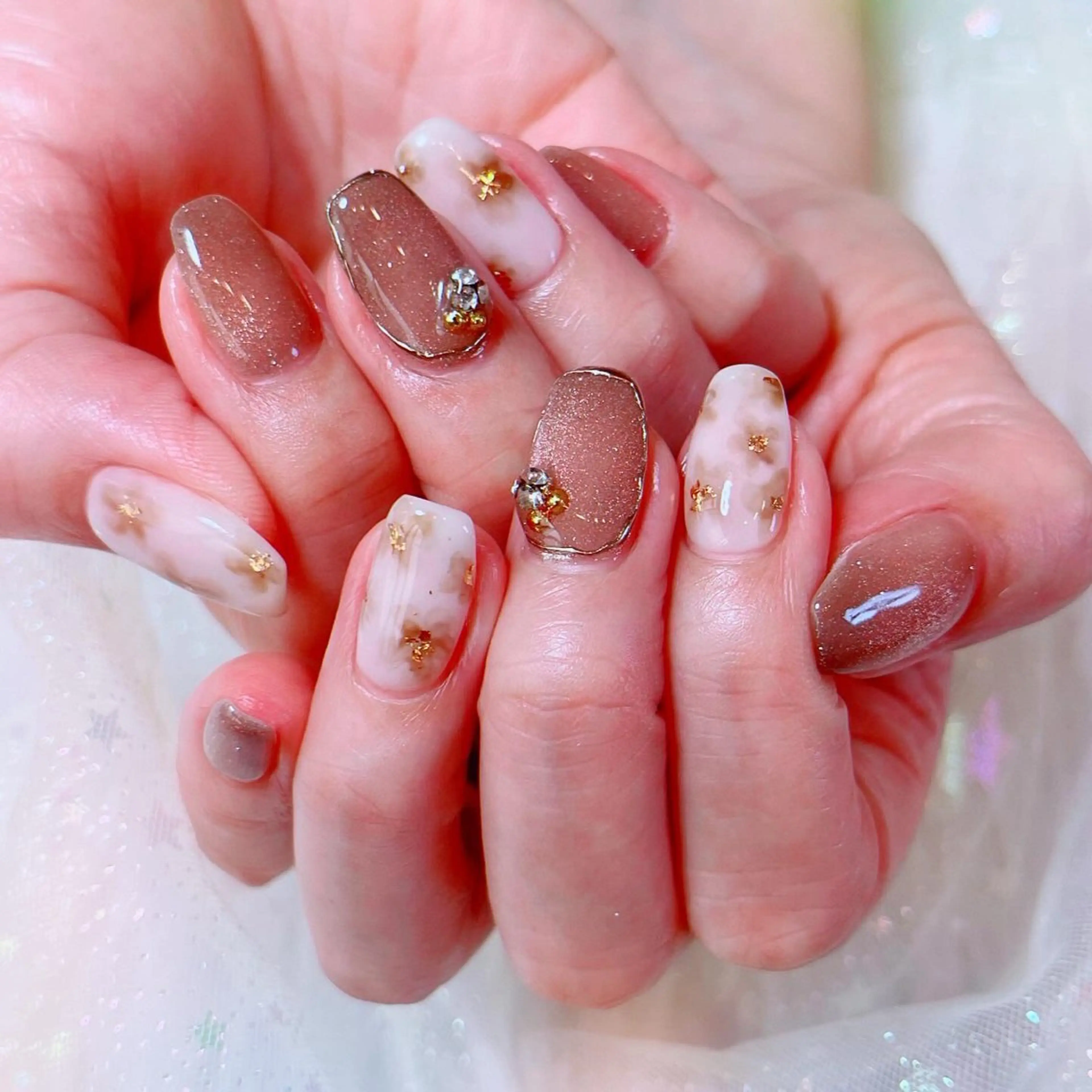 ネイル ブラウン 持ち込み ニュアンスネイル 春ネイル ruirui.naildesign所属・RUI ☆のネイルデザイン