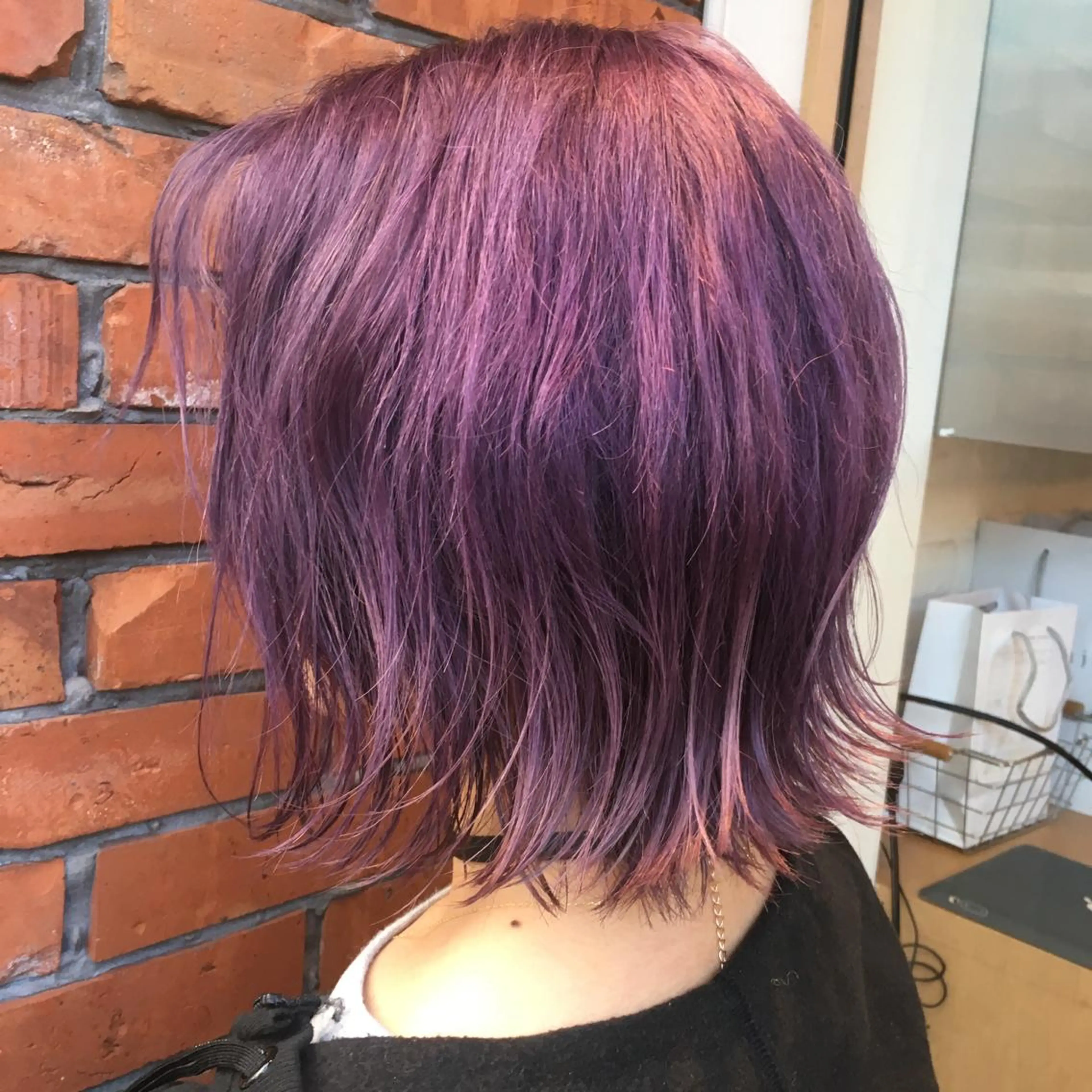 ミディアム カラー パープルカラー 加藤 あやみのヘアスタイル