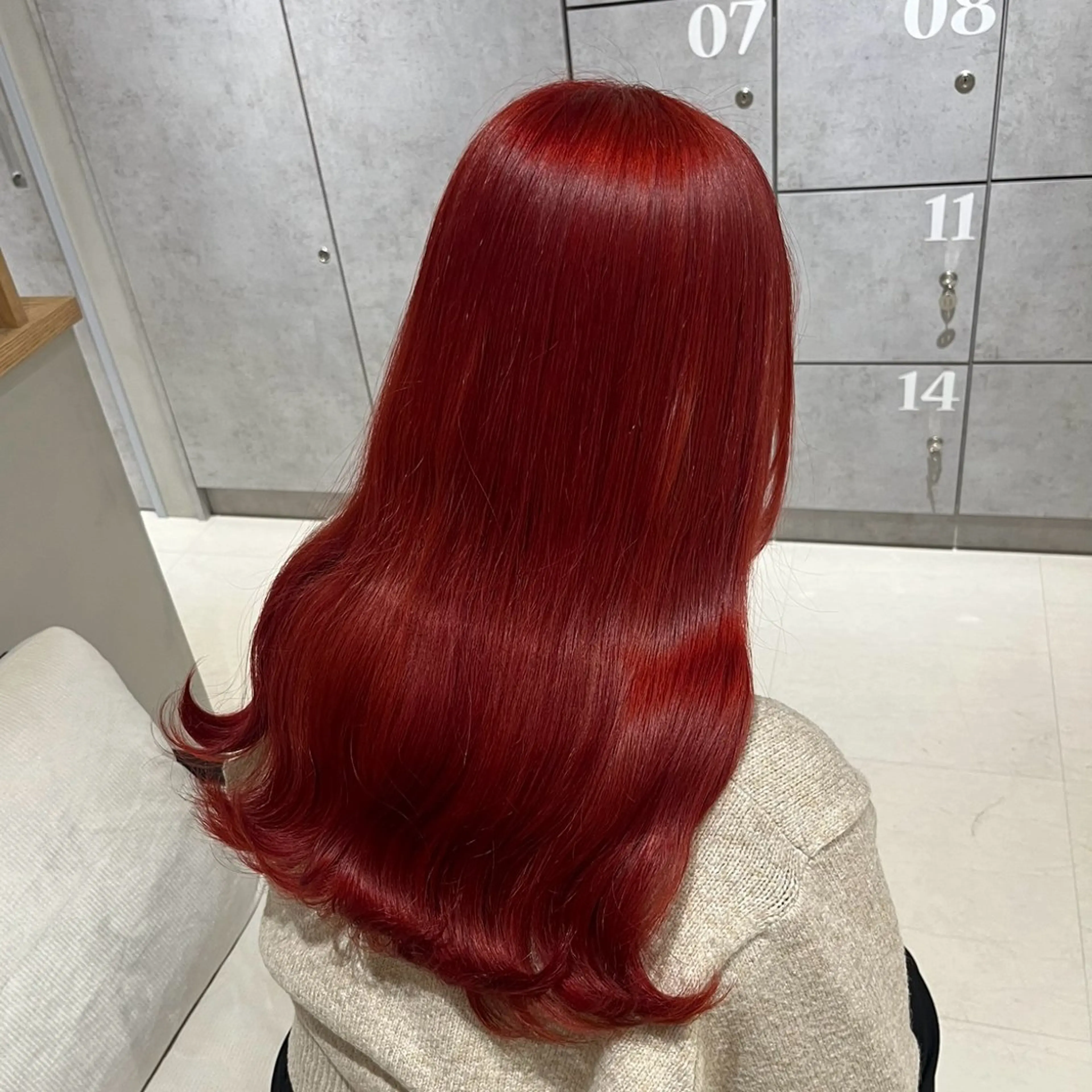 ロング カラー ハイトーンカラー レッドカラー トリートメント 𝒎𝒐𝒆🩰 名駅/ヘアメ/韓国風のヘアスタイル