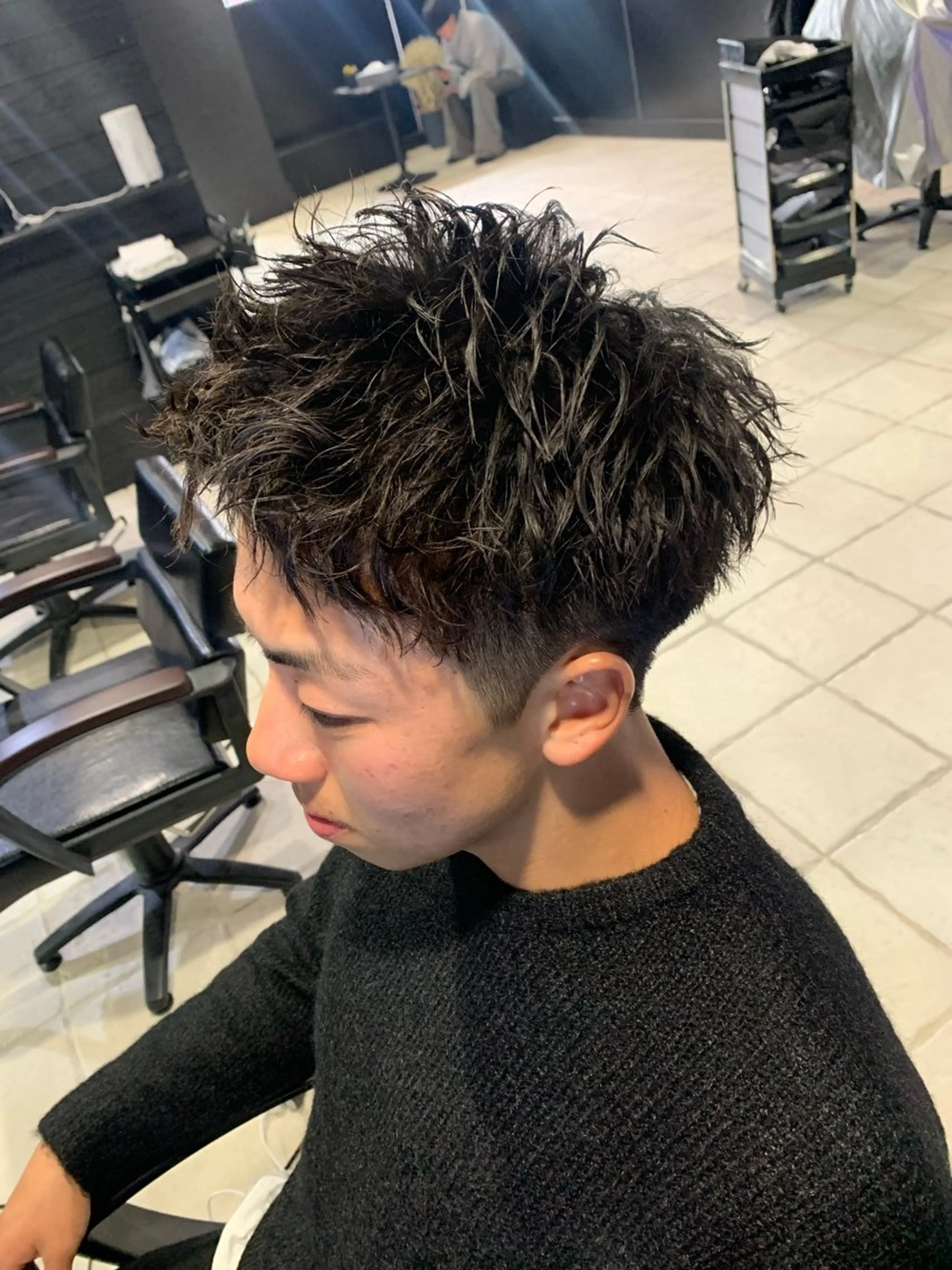 ショート メンズ カット パーマ ヘアセット メンズパーマ/難波/ 心斎橋　室園亮佑のヘアスタイル