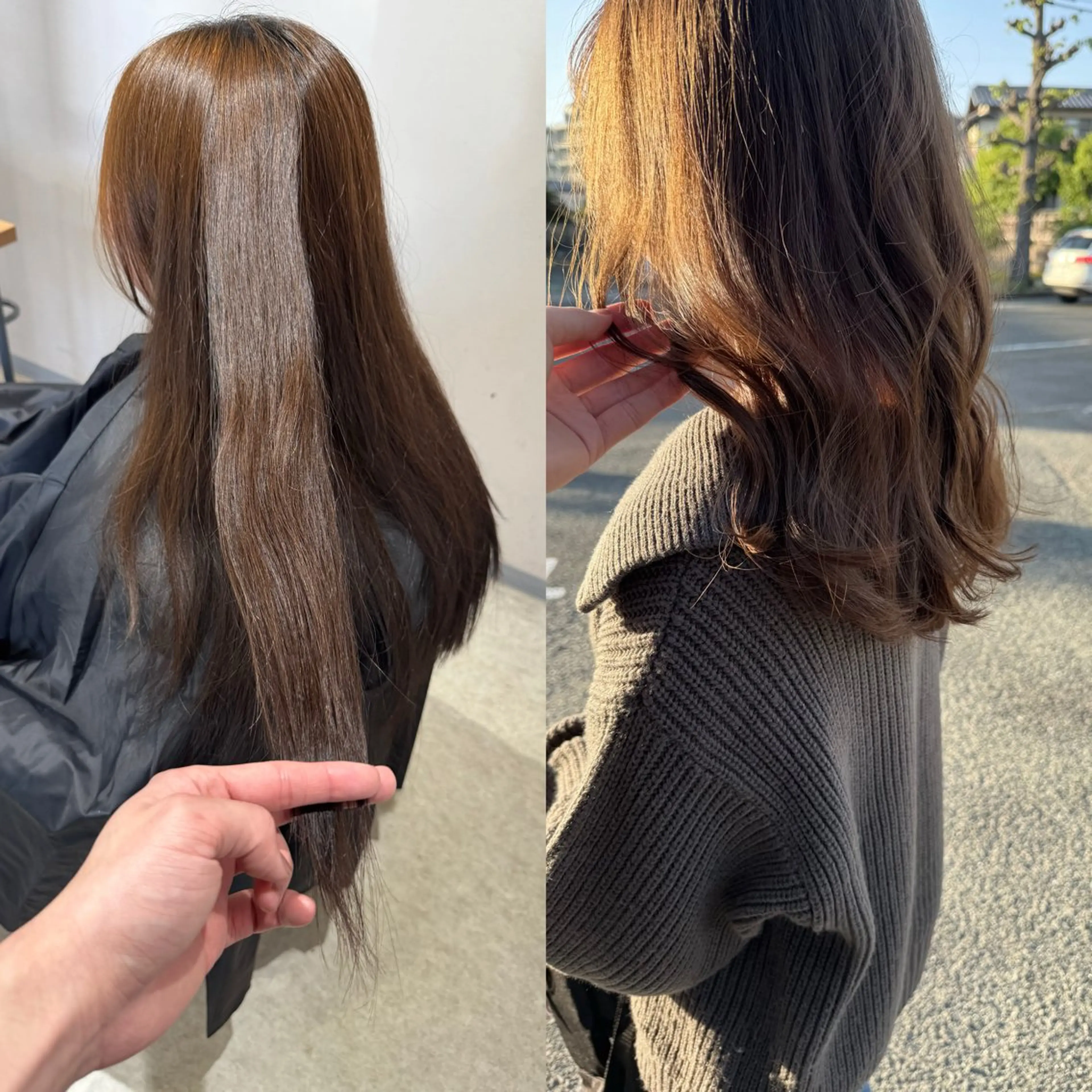 セミロング ボブ 韓国風ヘア レイヤーカット 縮毛矯正 ヘアカラー トリートメント ✨艶ブリーチカラー✨ ✨艶髪ストレート✨のヘアスタイル