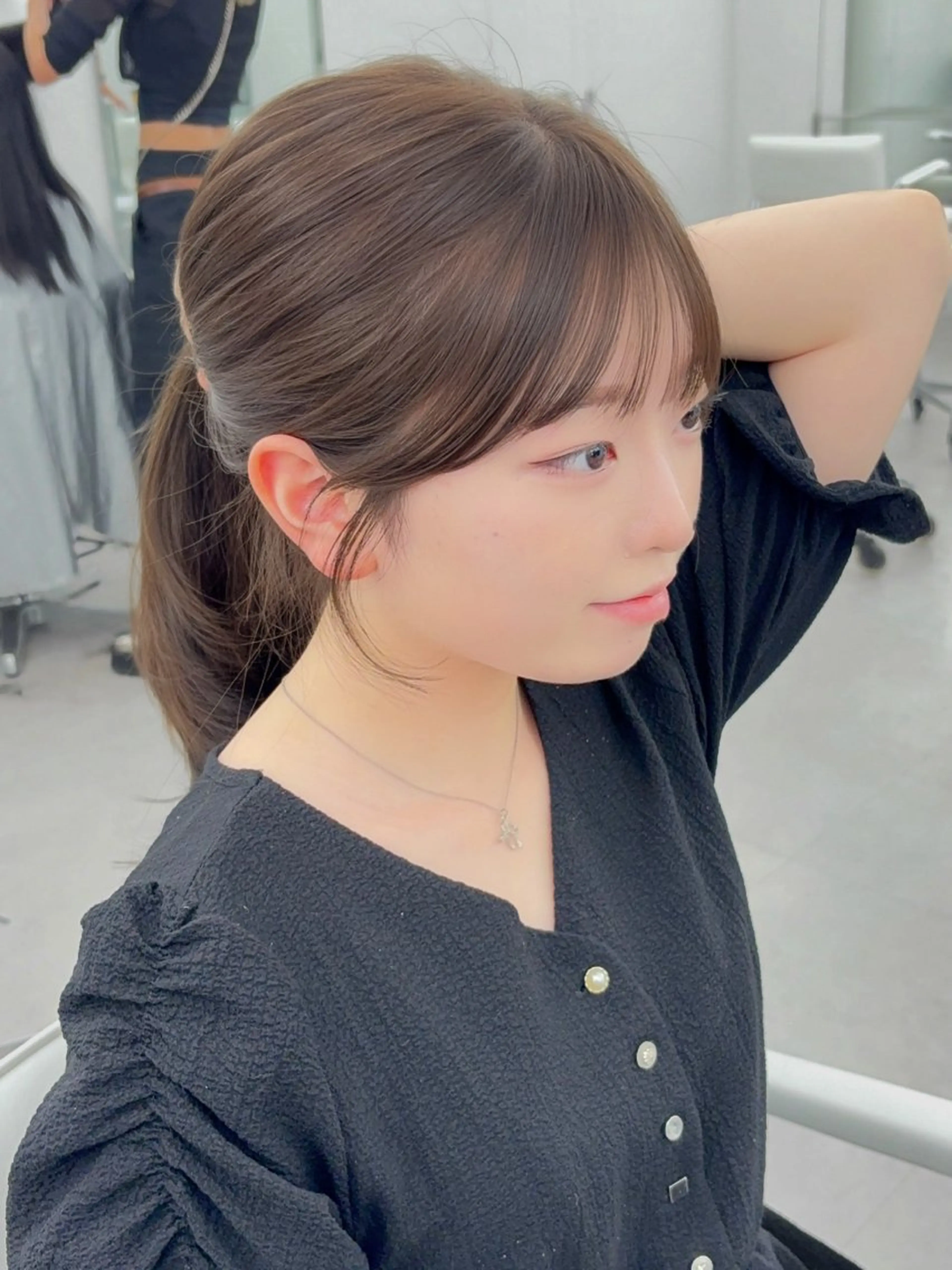 ロング カラー レイヤーカット 小顔カット カット ヘアカラー トリートメント 韓国ヘア/レイヤー/ 顔まわり足立遥奈のヘアスタイル