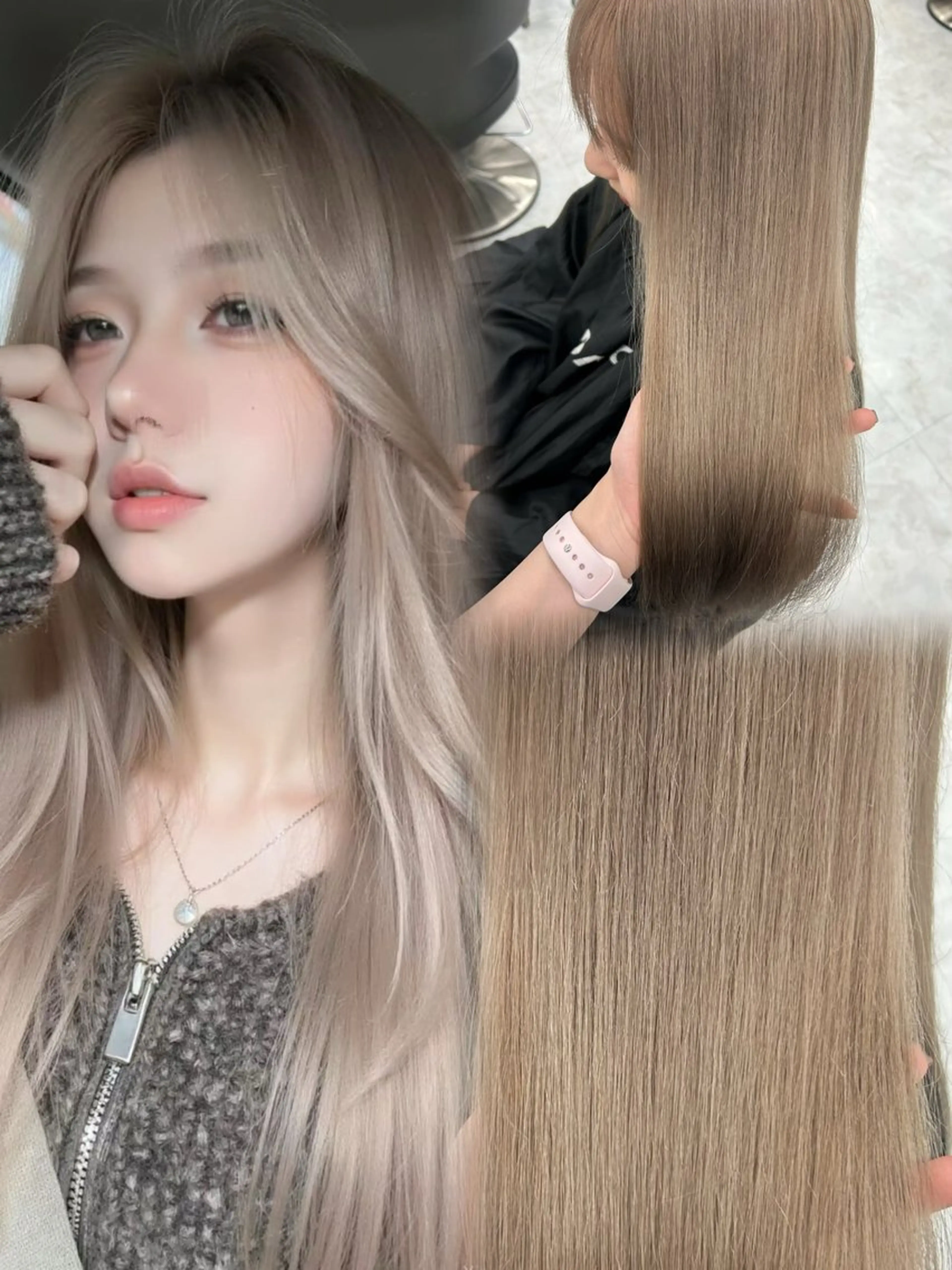 ロング カット 透明感ハイトーンヘア 🎀ririka🎀のヘアスタイル