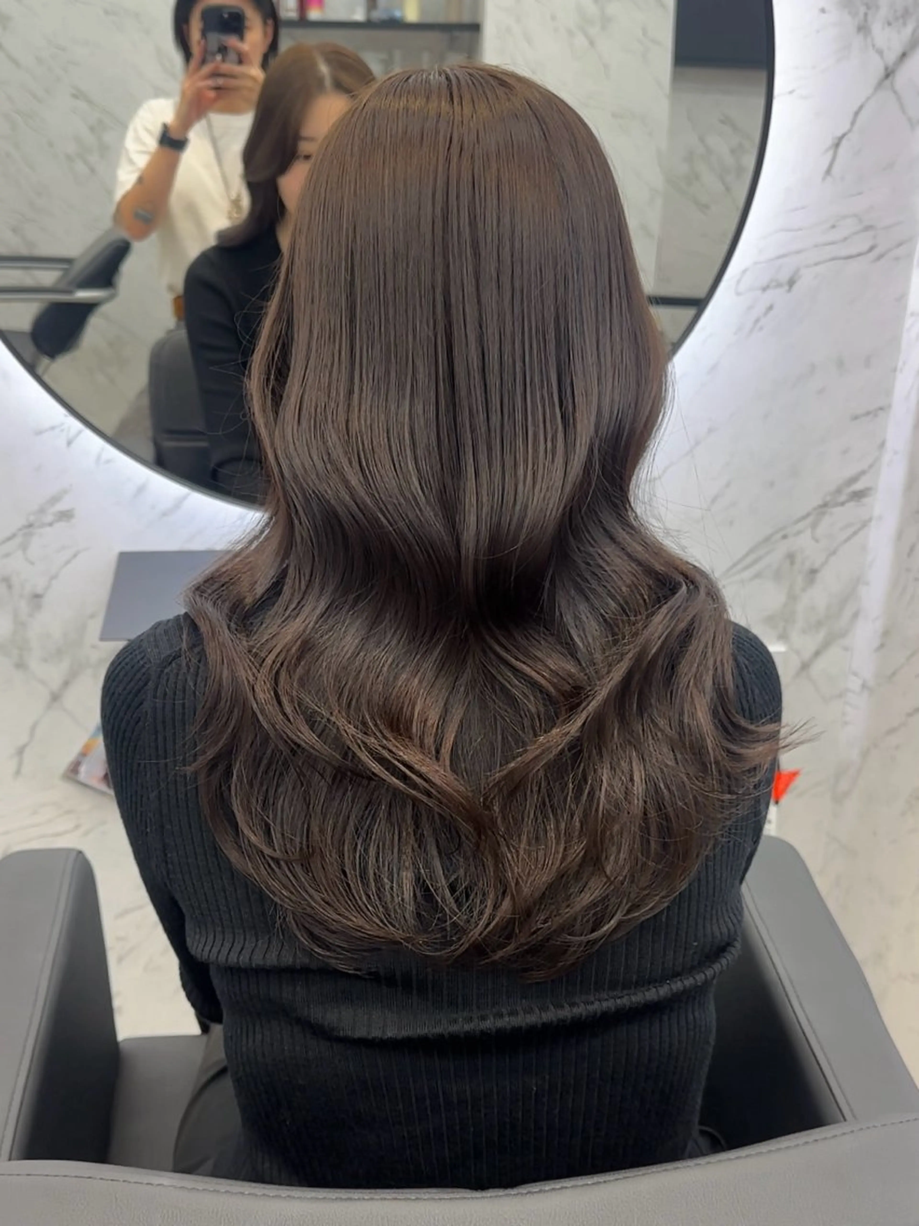 セミロング カラー グレージュ カット ヘアカラー ヘアセット 遠藤沙也加 韓国ヘア/町田のヘアスタイル