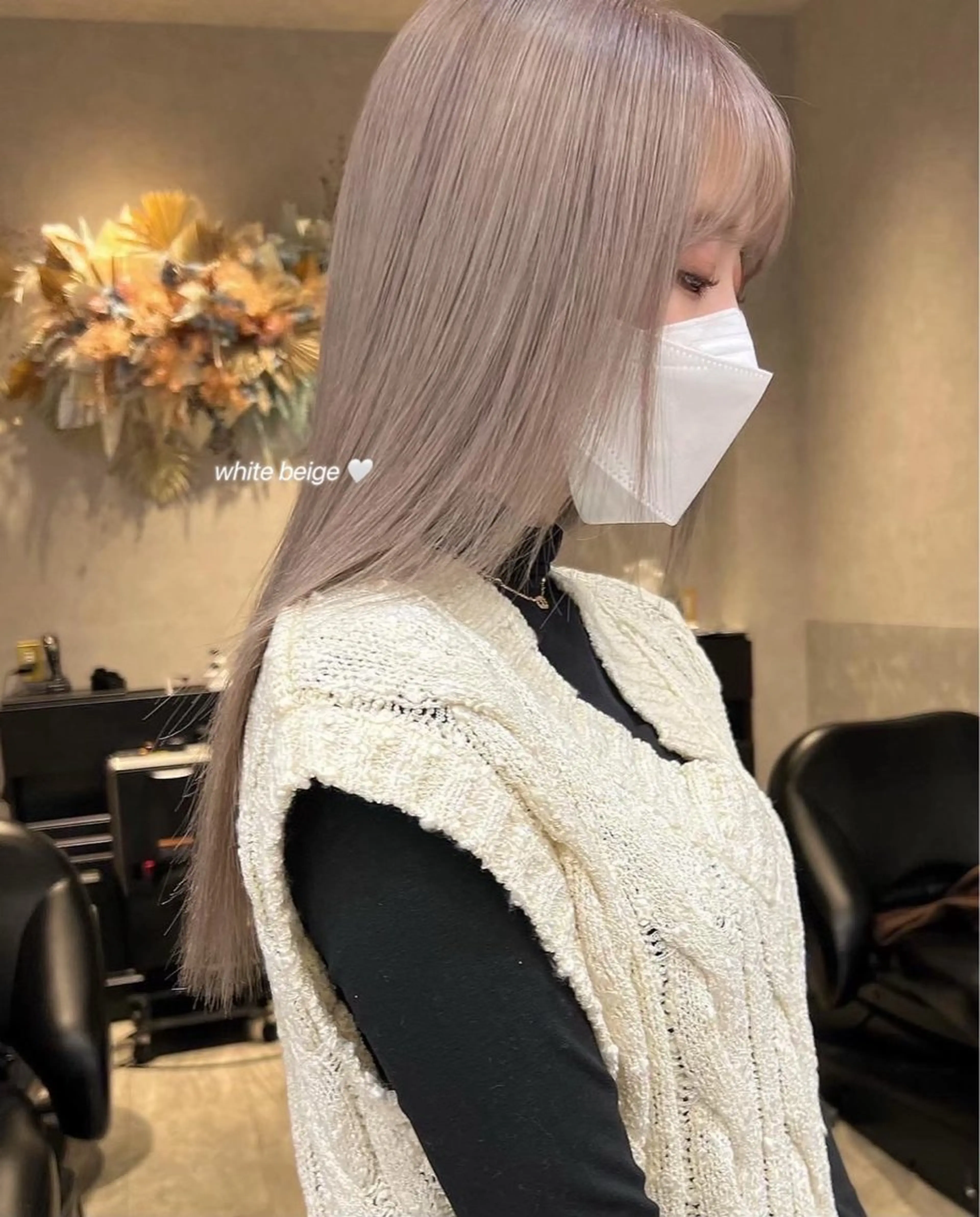 セミロング カラー ヘアカラー ハイトーン特化🤍/ ハルナのヘアスタイル