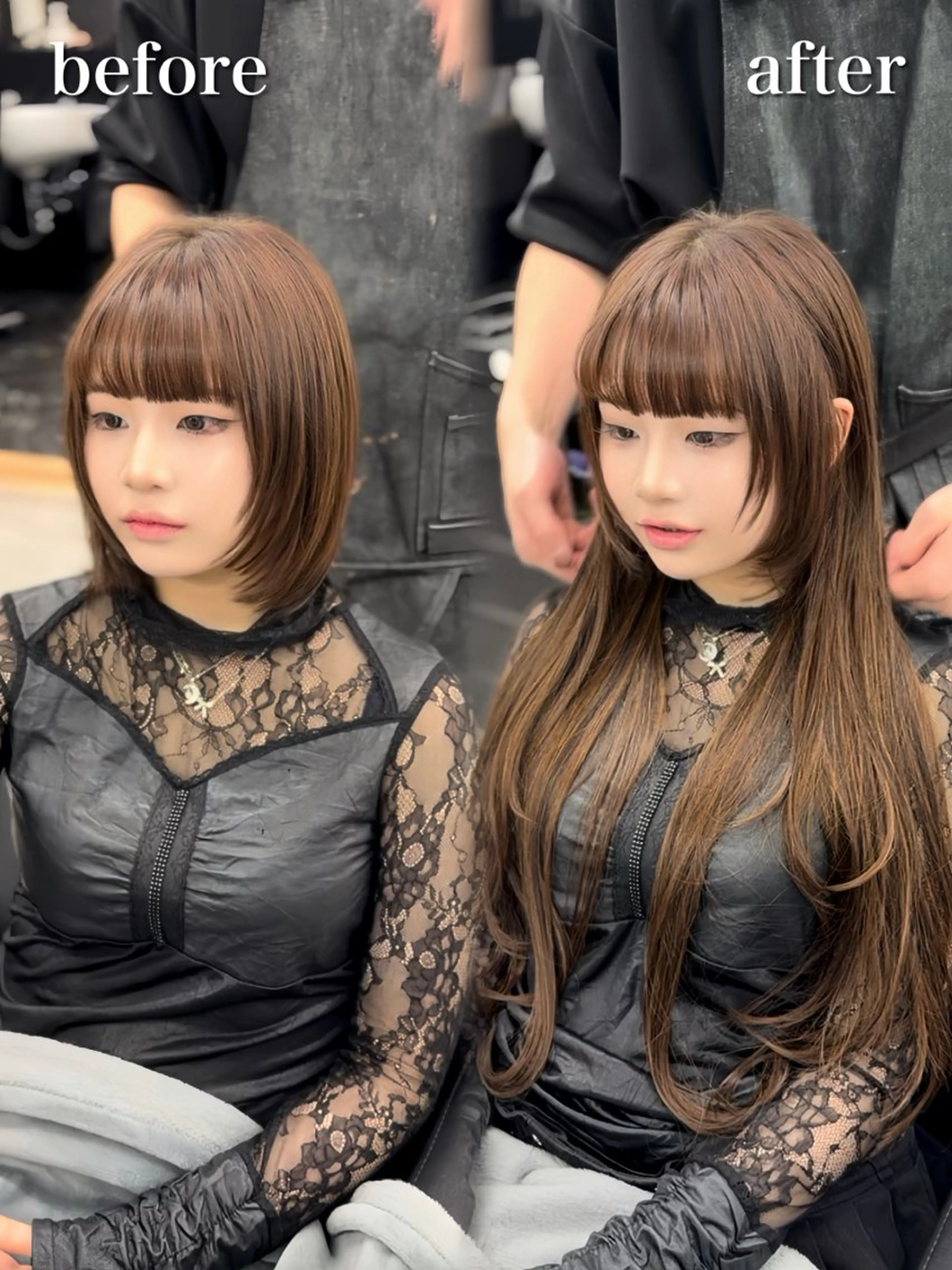 ロング カラー シールエクステ ブリーチ ブラウンカラー グレージュ ハイライトカラー エクステの神様 ▫️原島ユウヤ▫️のヘアスタイル