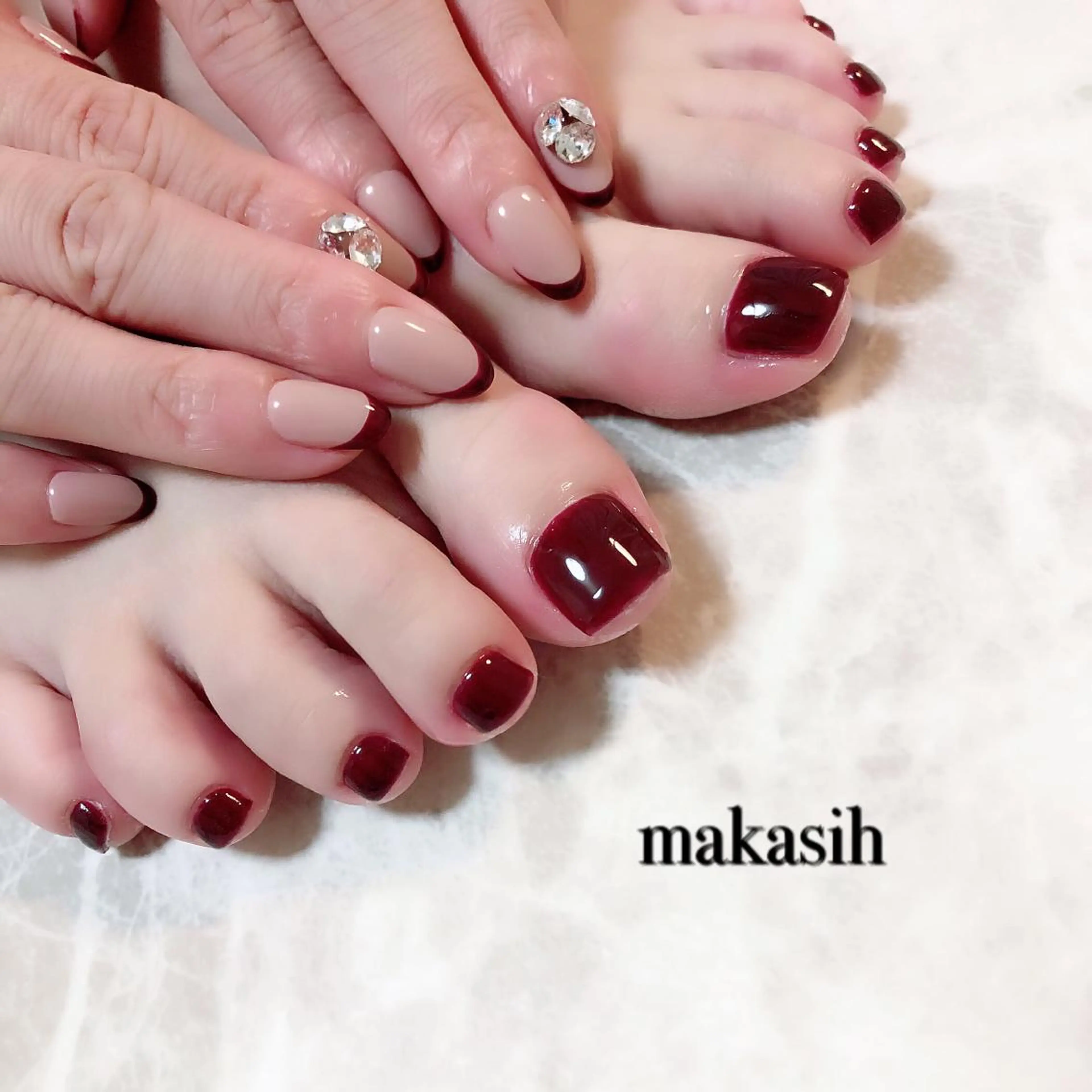ネイル ボルドー フットネイル フレンチネイル ワンカラーネイル 濱田 美菜子のエステ・リラクイメージ