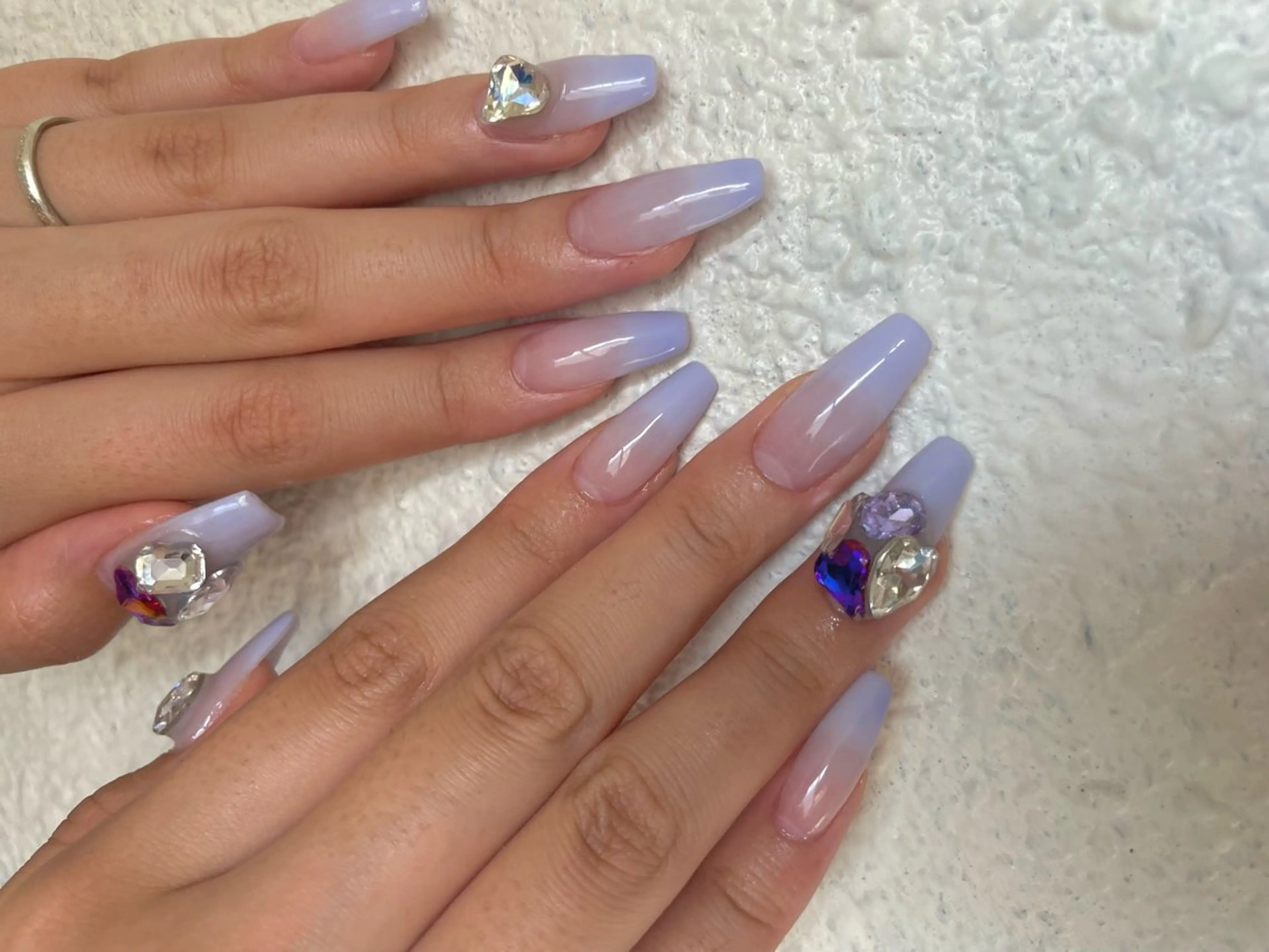 ネイル フレンチネイル グラデーション ハート 氷ネイル・うるうるネイル 韓国ネイル Ri-e's nailのネイルデザイン