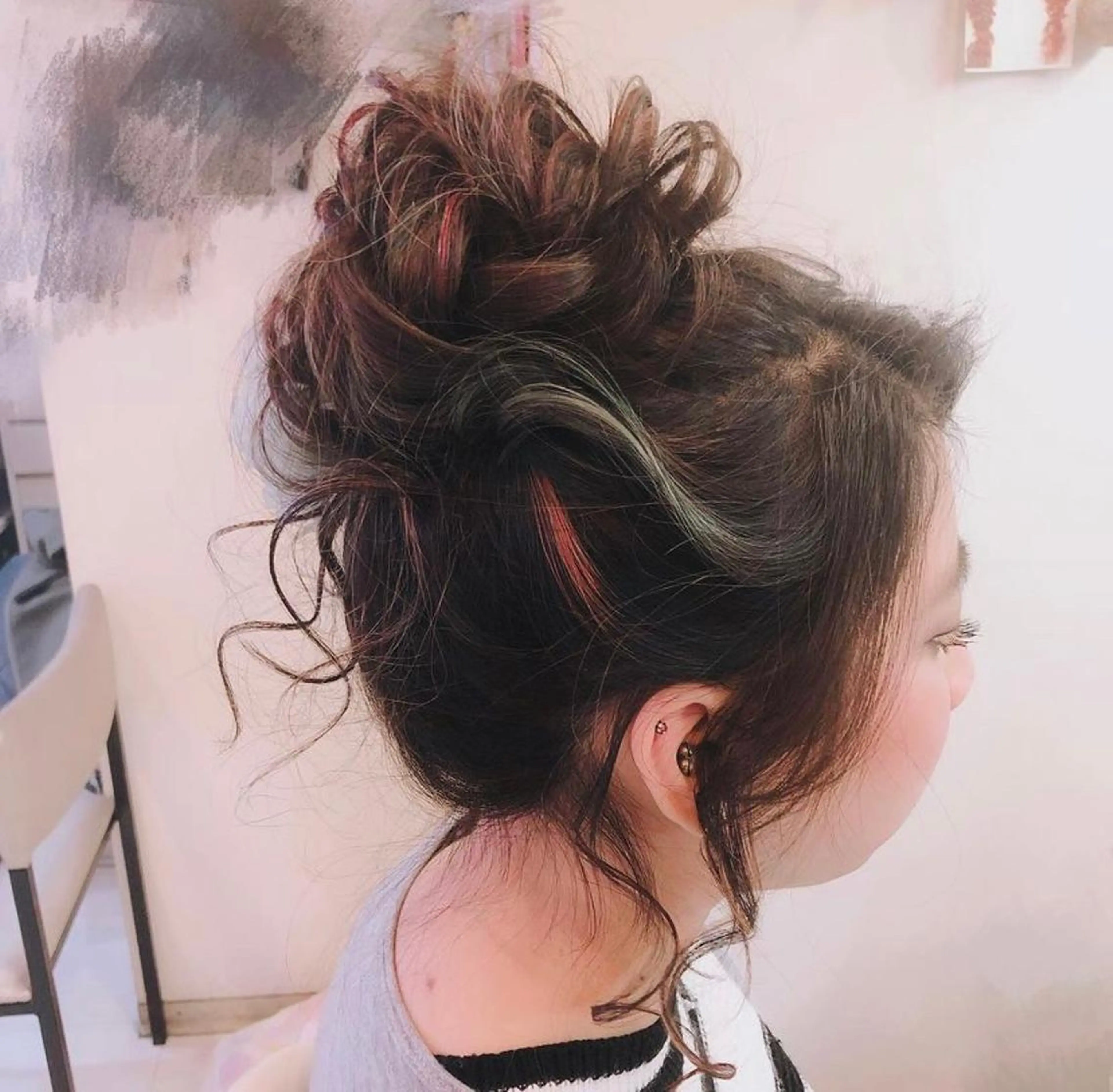 ロング ヘアアレンジ お団子ヘア ヘアセット 竹野 実優のヘアスタイル